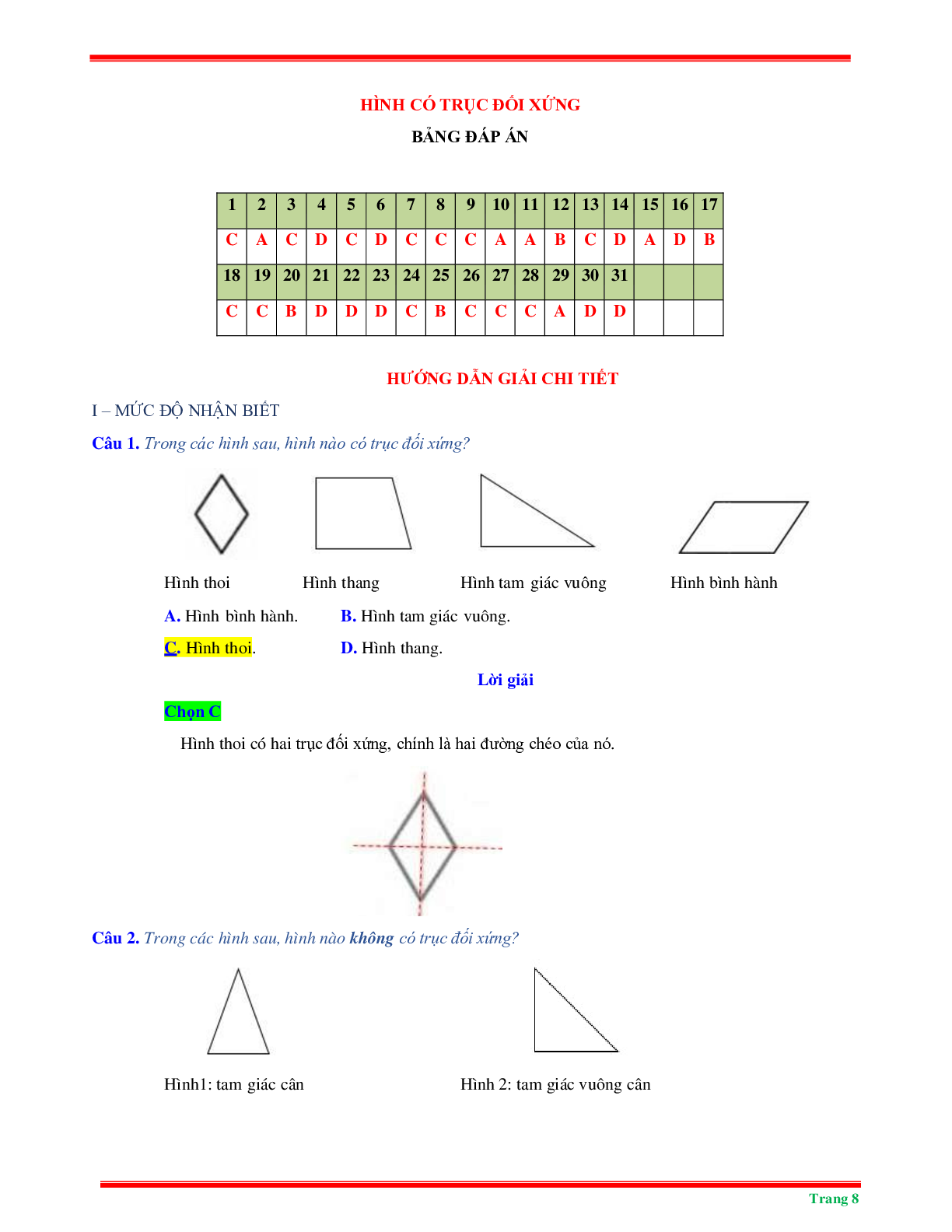 50 Bài tập về hình có trục đối xứng (có đáp án năm 2023) - Toán 6 (trang 8)