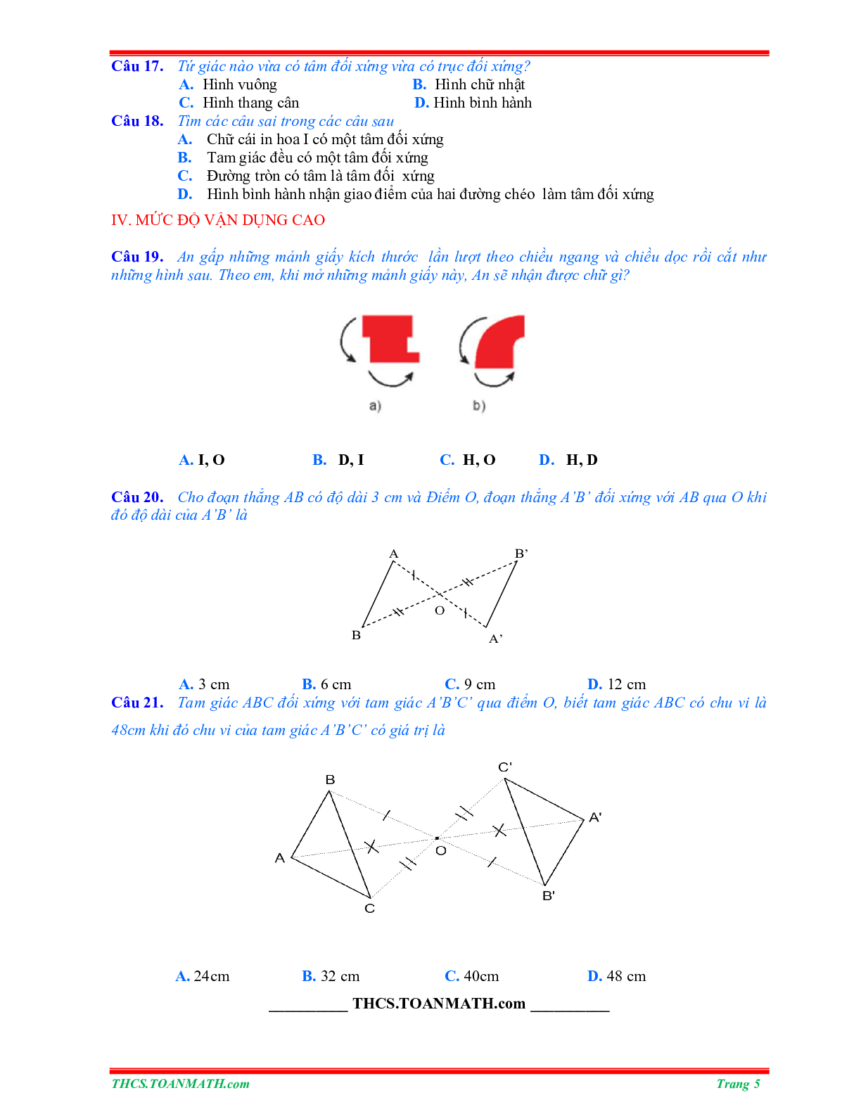 50 Bài tập về hình có tâm đối xứng (có đáp án năm 2023) - Toán 6 (trang 5)