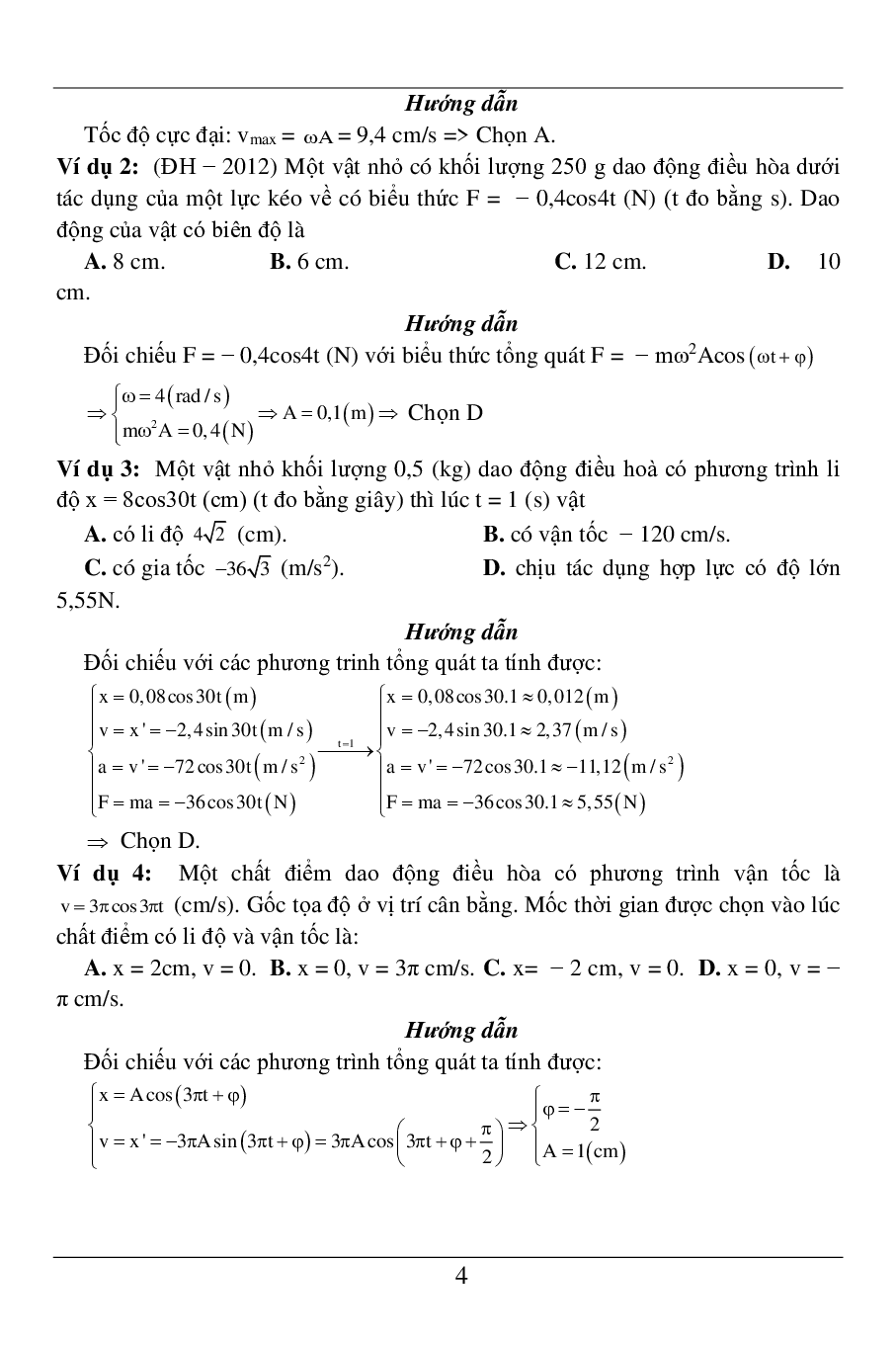 100 Bài tập về dao động điều hòa phần 1 (2024) có đáp án chi tiết nhất (trang 4)