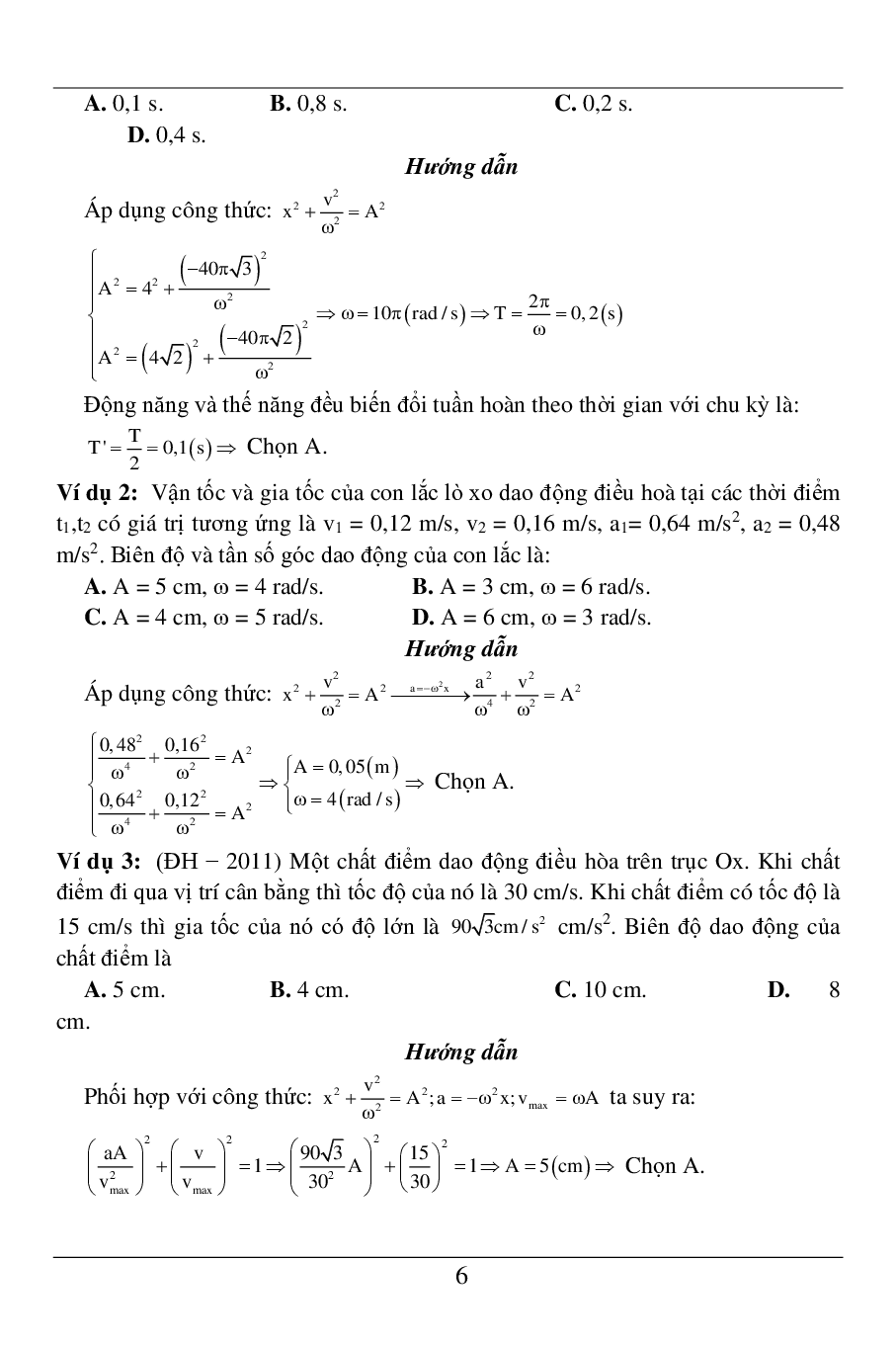 100 Bài tập về dao động điều hòa phần 1 (2024) có đáp án chi tiết nhất (trang 6)
