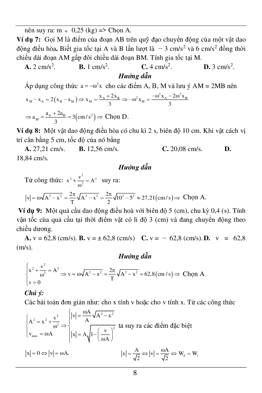100 Bài tập về dao động điều hòa phần 1 (2024) có đáp án chi tiết nhất (trang 8)