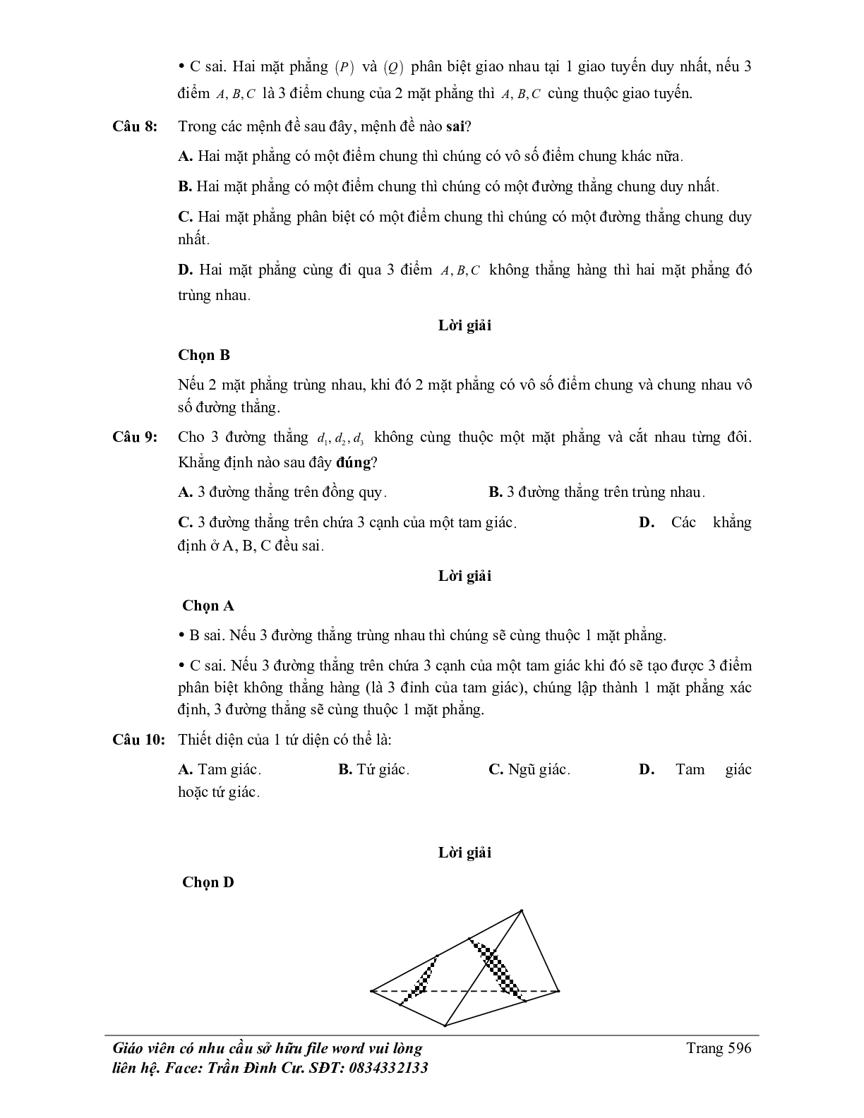 300 Bài tập Toán hình 11 chương 2: Đường thẳng và mặt phẳng trong không gian. Quan hệ song song (có đáp án năm 2024) (trang 5)