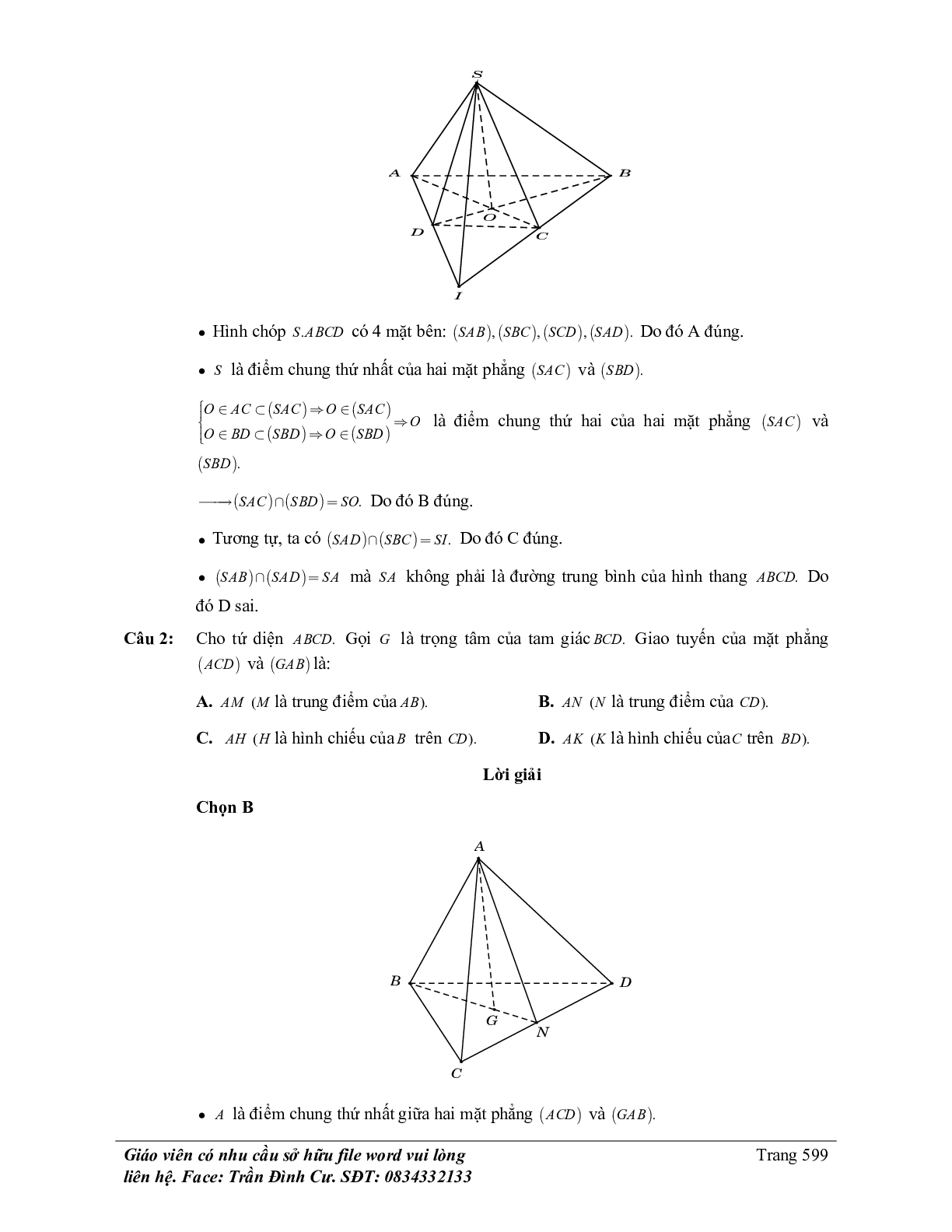 300 Bài tập Toán hình 11 chương 2: Đường thẳng và mặt phẳng trong không gian. Quan hệ song song (có đáp án năm 2024) (trang 8)