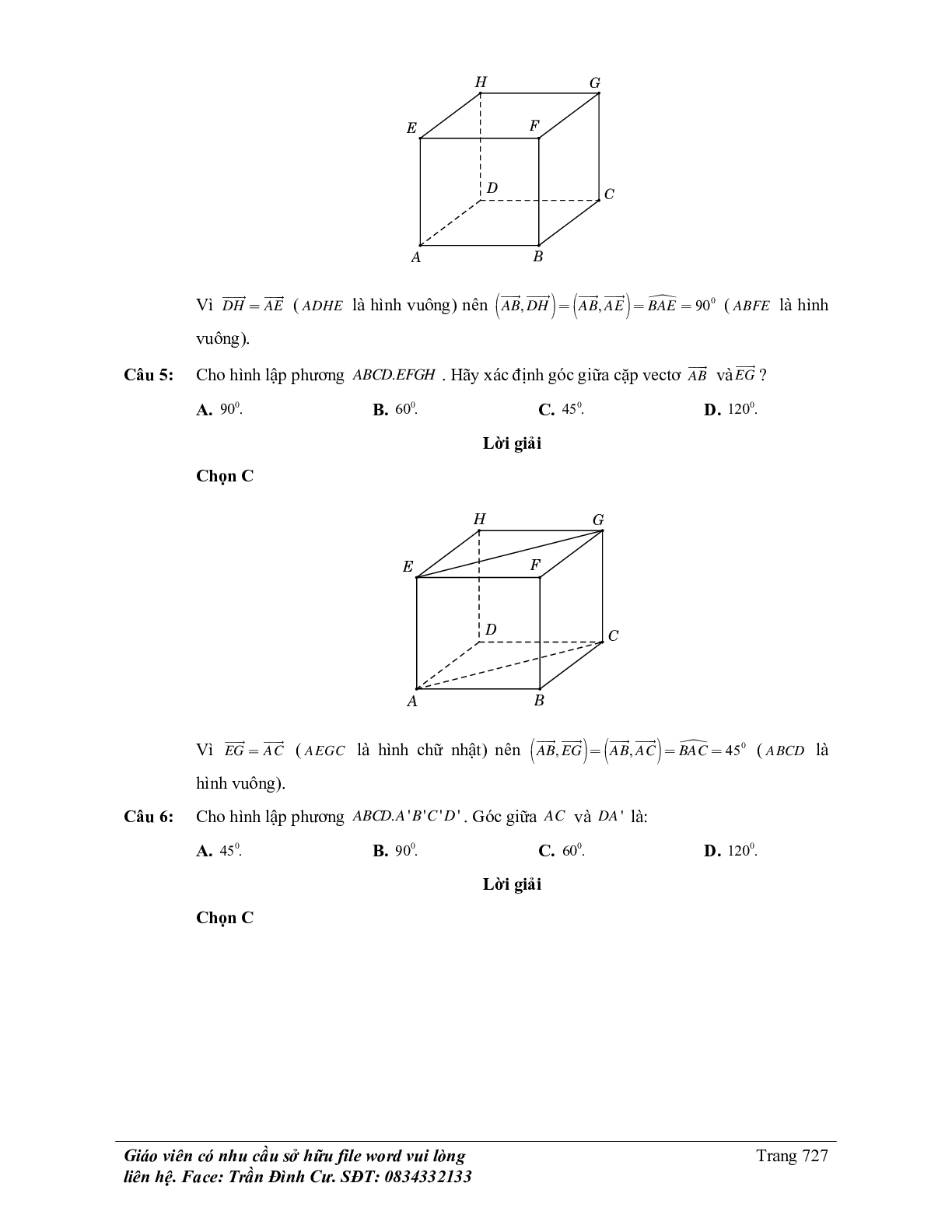 70 Bài tập về hai đường thẳng vuông góc (có đáp án năm 2024) (trang 7)