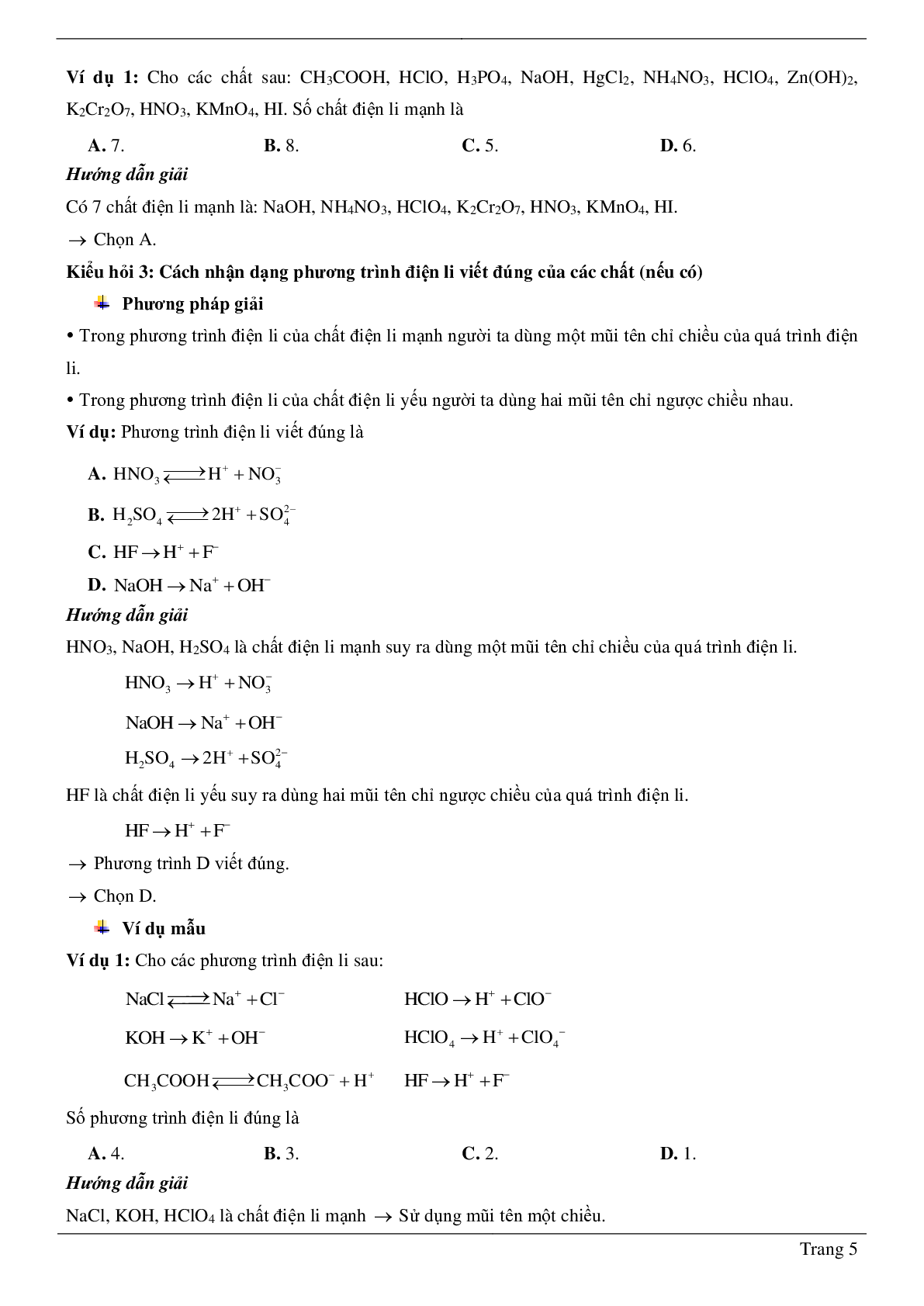 30 Bài tập về sự điện li (2024) có đáp án chi tiết nhất (trang 5)