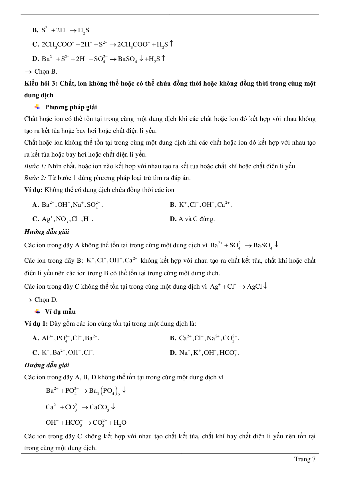30 Bài tập về Phản ứng trao đổi ion trong dung dịch các chất điện li (2024) có đáp án chi tiết nhất (trang 7)
