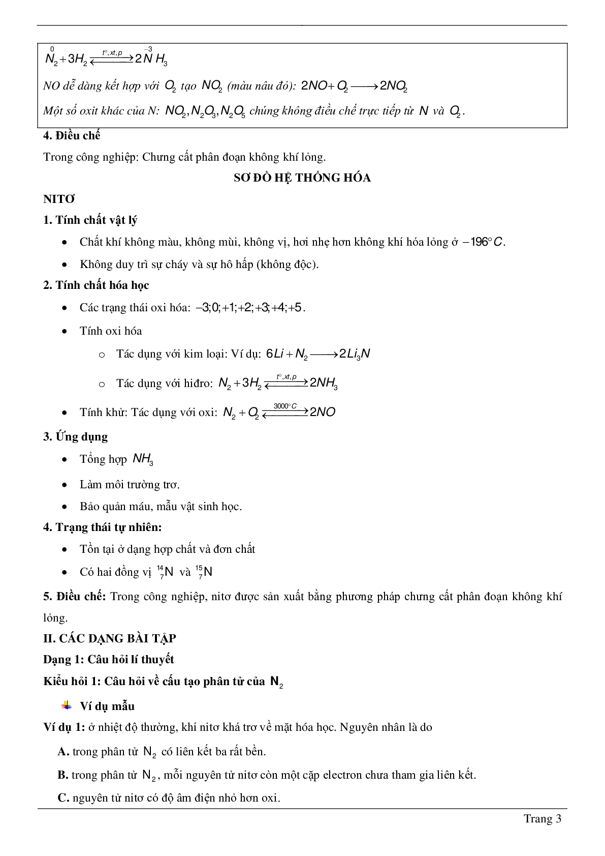 30 Bài tập về nitơ (2024) có đáp án chi tiết nhất (trang 3)