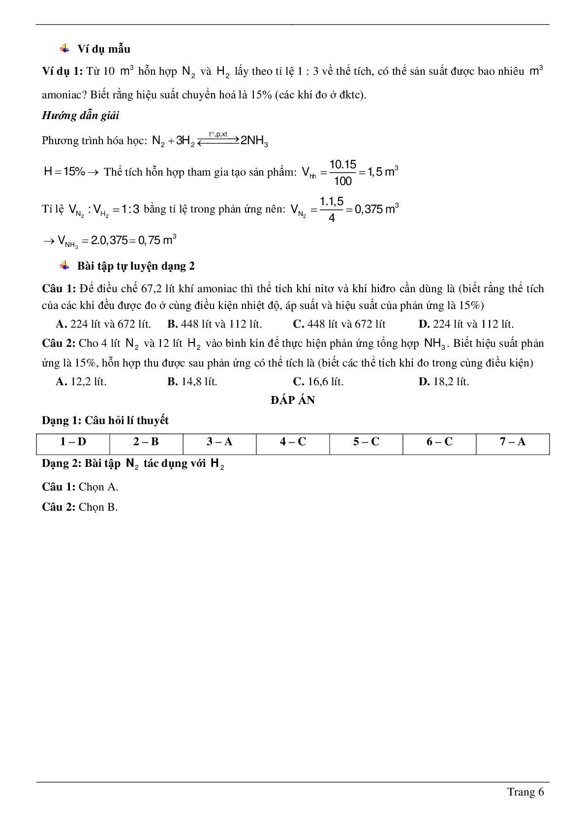 30 Bài tập về nitơ (2024) có đáp án chi tiết nhất (trang 6)