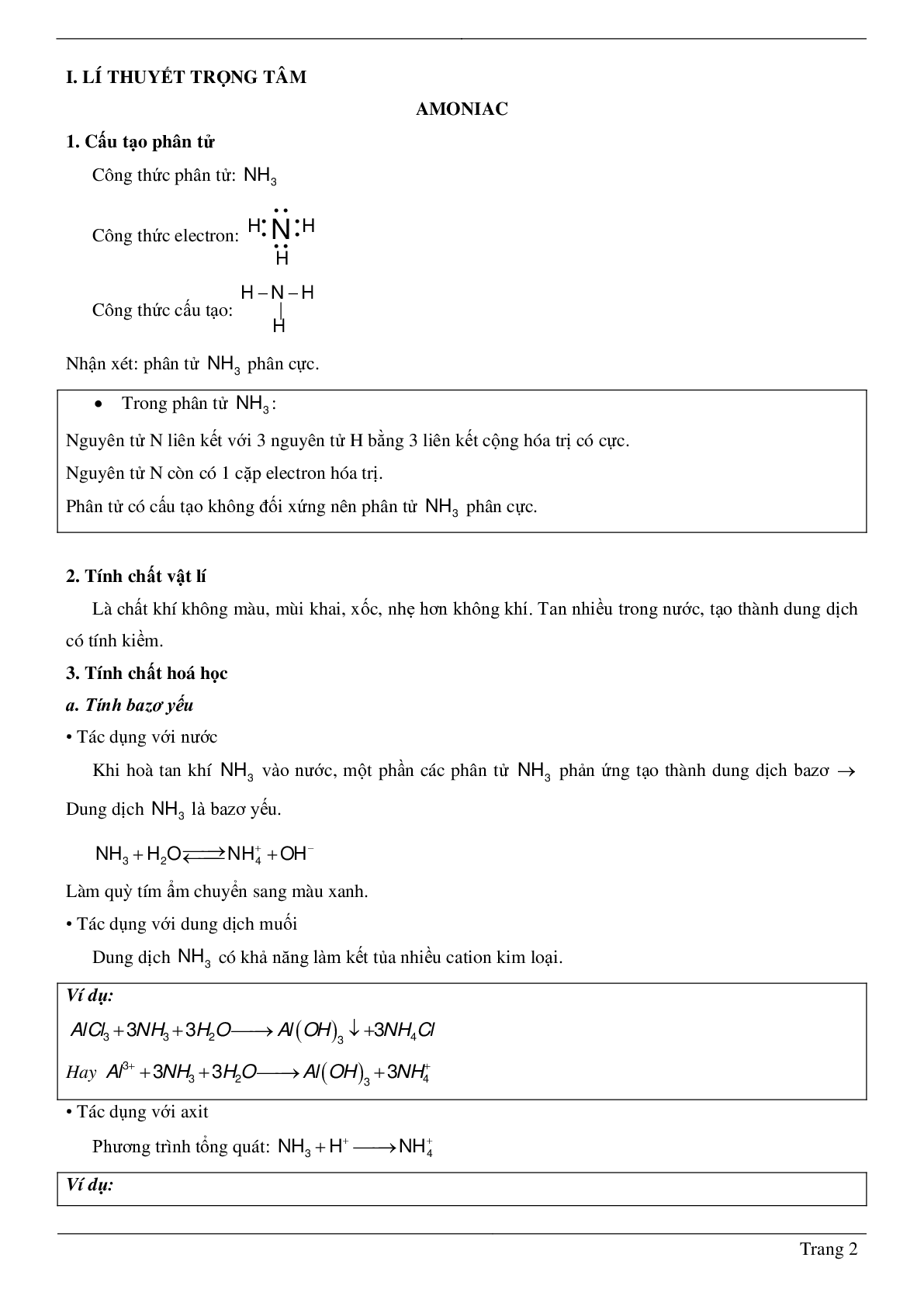 30 Bài tập về Amoniac và muối amoni (2024) có đáp án chi tiết nhất (trang 2)