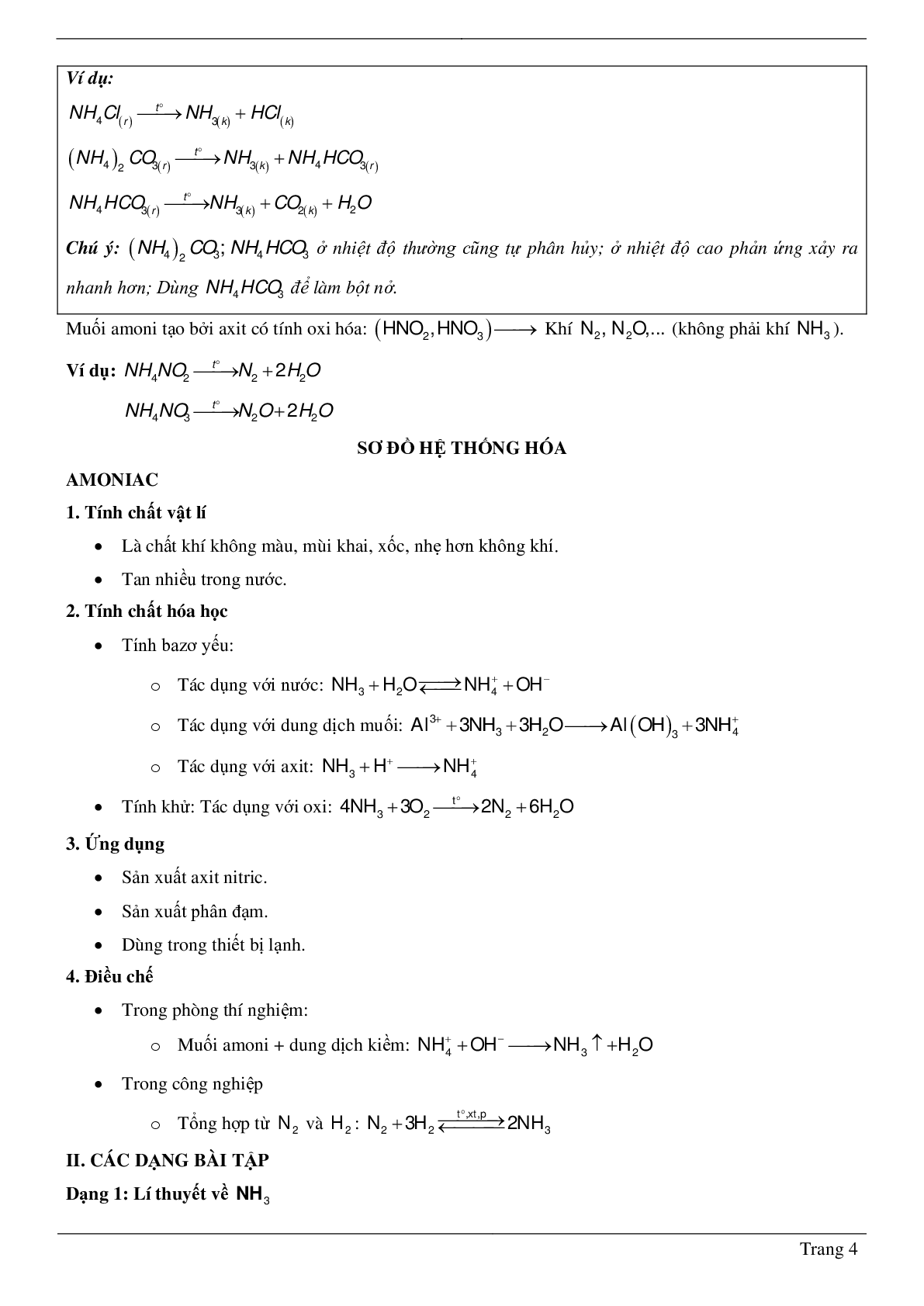 30 Bài tập về Amoniac và muối amoni (2024) có đáp án chi tiết nhất (trang 4)