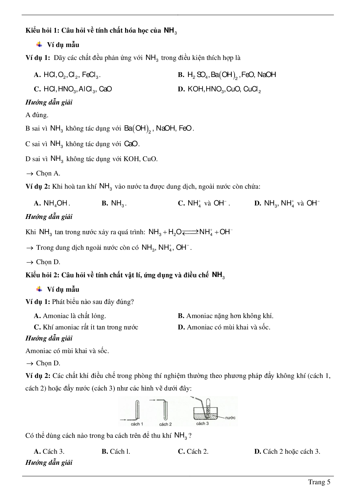 30 Bài tập về Amoniac và muối amoni (2024) có đáp án chi tiết nhất (trang 5)