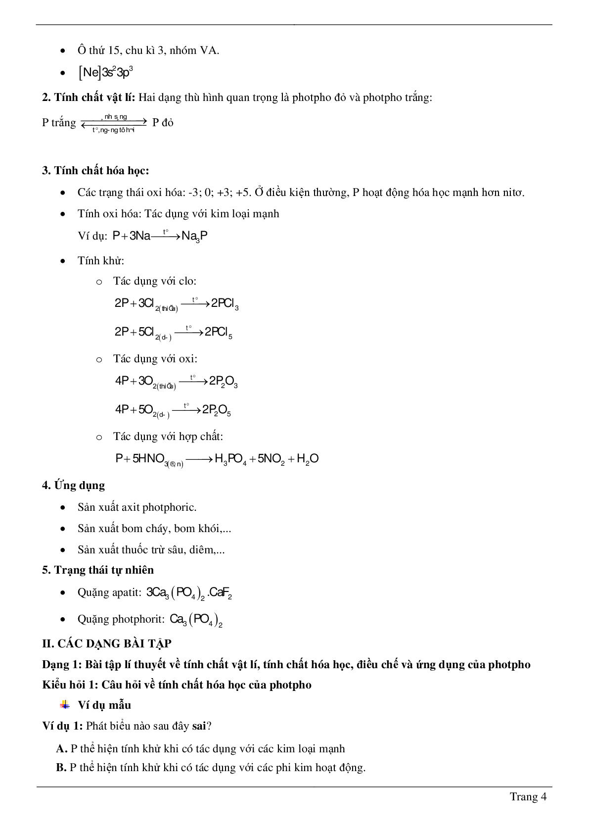 30 Bài tập về photpho (2024) có đáp án chi tiết nhất (trang 4)