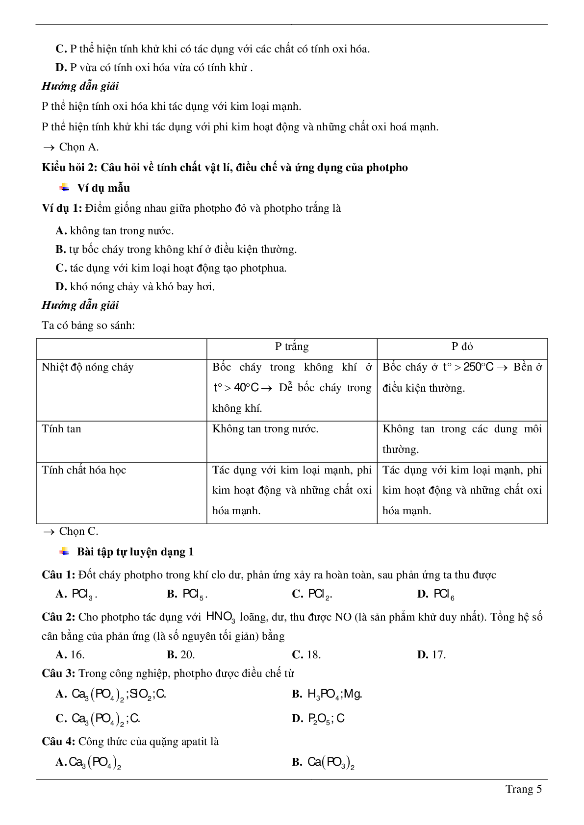 30 Bài tập về photpho (2024) có đáp án chi tiết nhất (trang 5)