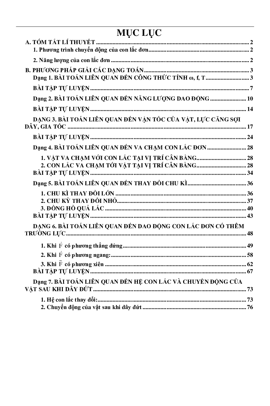 100 bài tập về con lắc đơn (2024) có đáp án (trang 1)