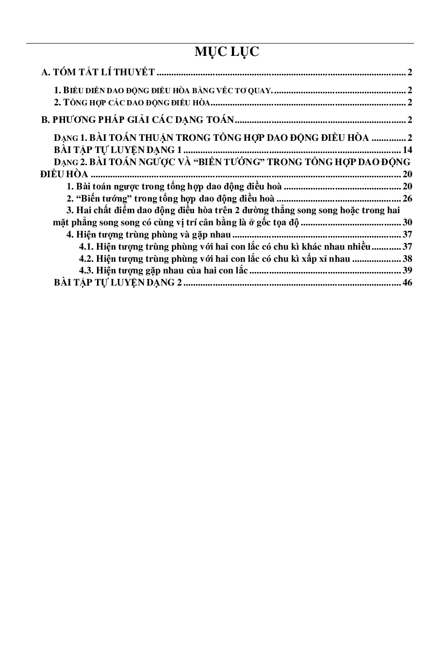 100 bài tập về tổng hợp dao động điều hòa (2024) có đáp án chi tiết nhất (trang 1)