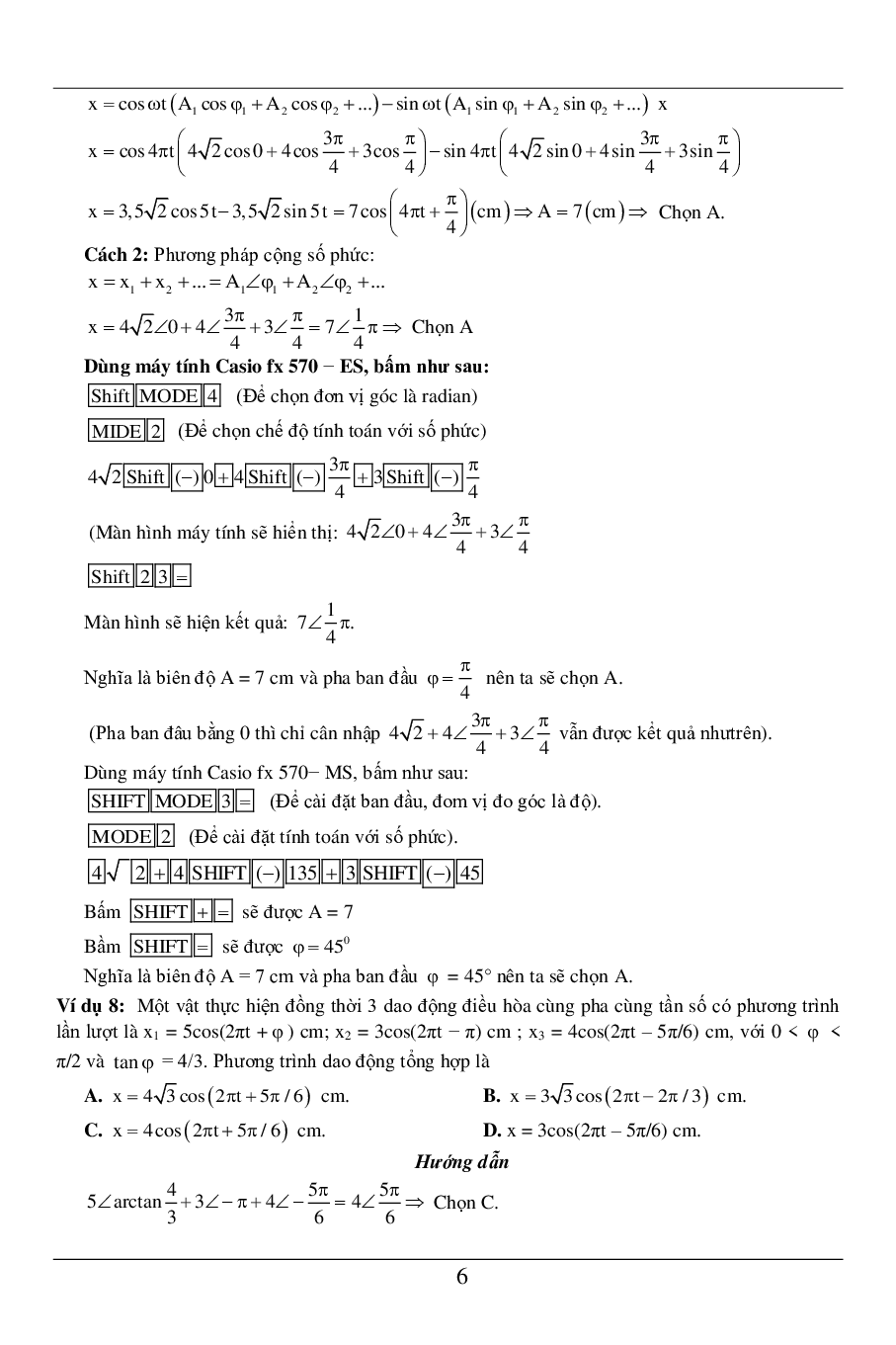 100 bài tập về tổng hợp dao động điều hòa (2024) có đáp án chi tiết nhất (trang 7)