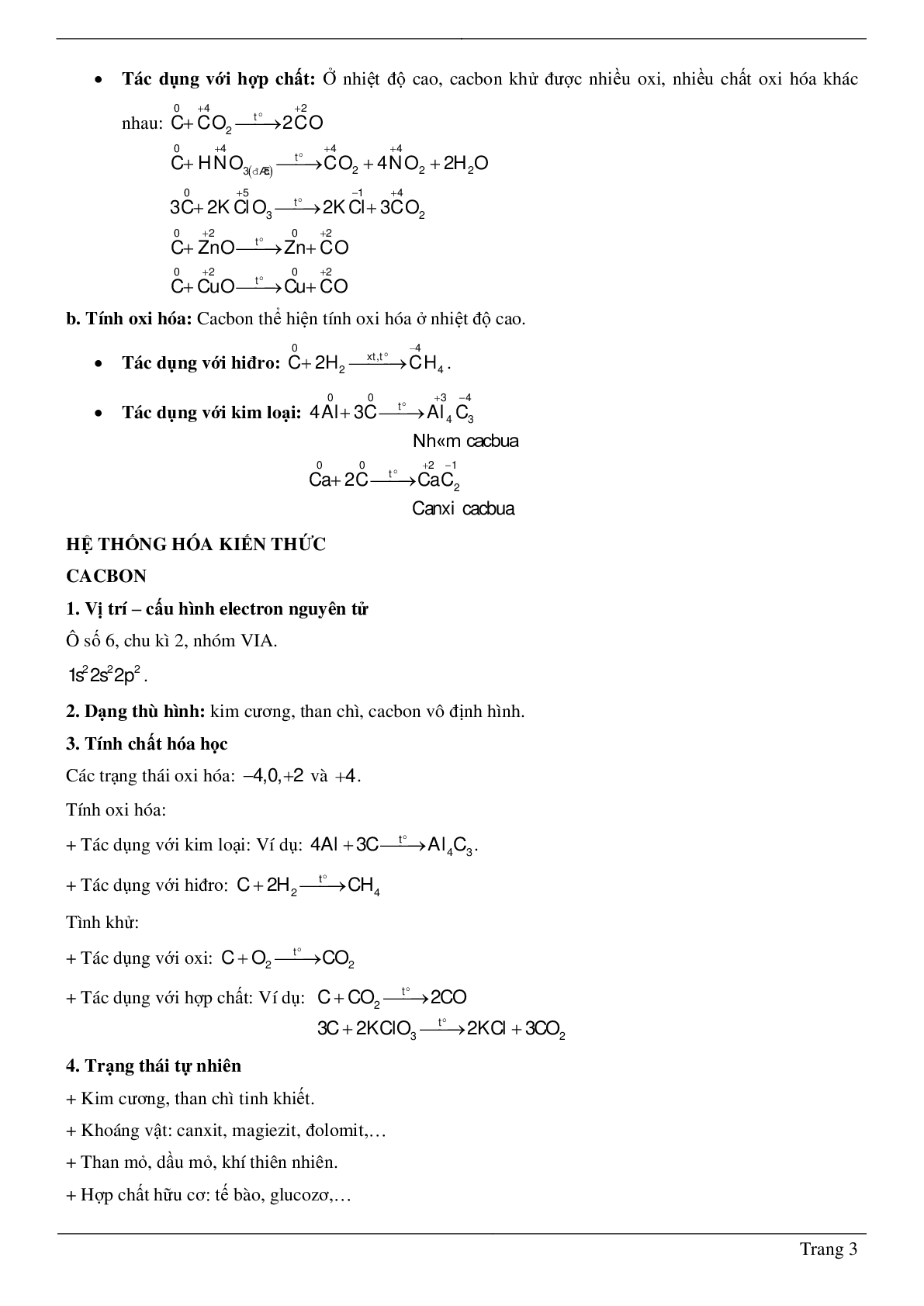 30 Bài tập về Cacbon (2024) có đáp án chi tiết nhất (trang 3)
