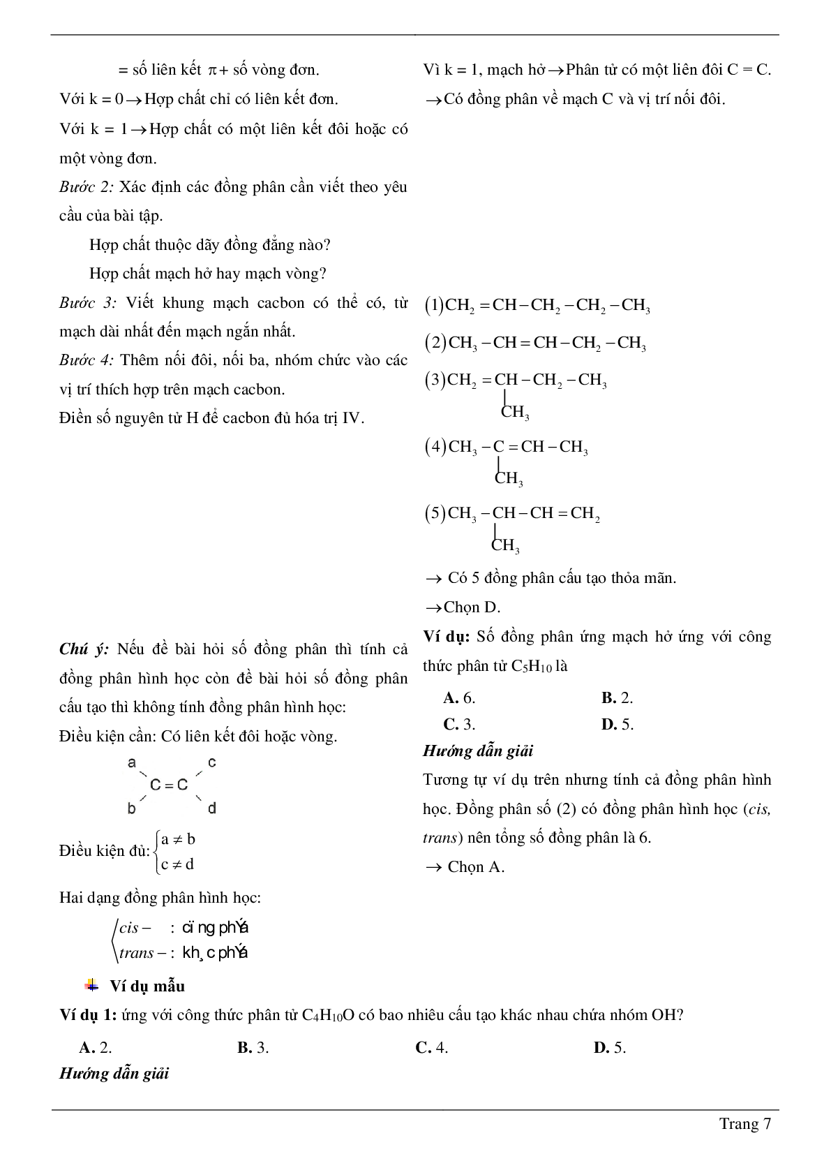 60 Bài tập cấu trúc phân tử hợp chất hữu cơ (2024) có đáp án chi tiết nhất (trang 7)
