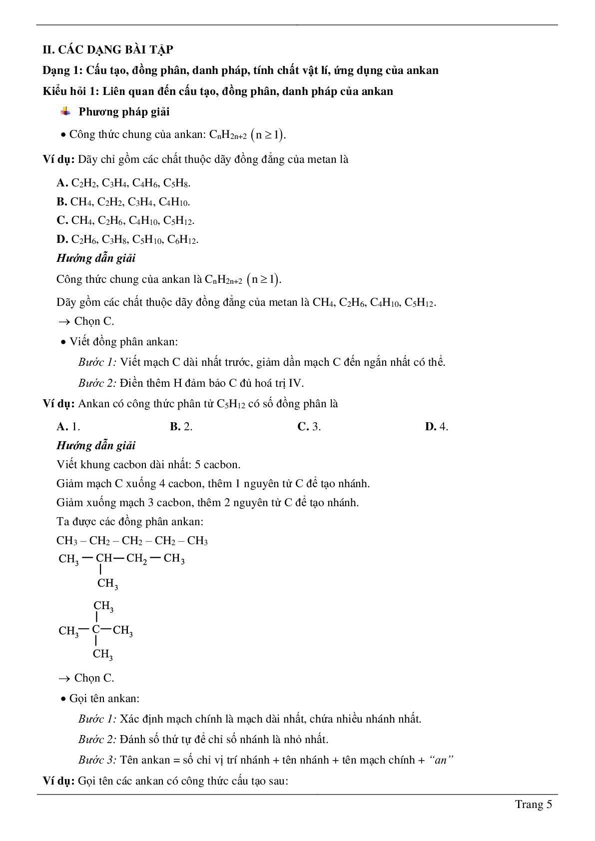 50 Bài tập ankan (2024) có đáp án chi tiết nhất (trang 5)