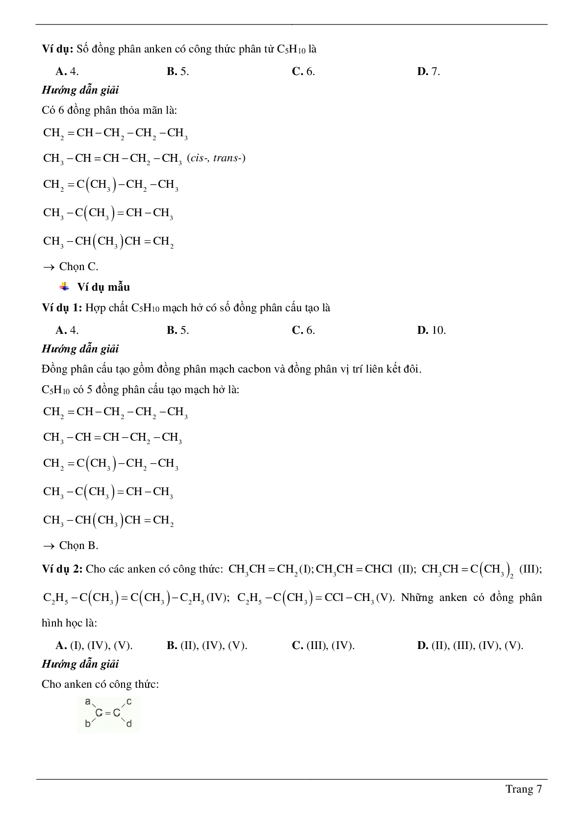 80 Bài tập về anken (2024) có đáp án chi tiết nhất (trang 7)