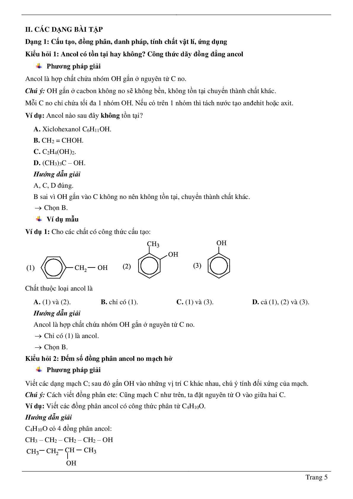 70 Bài tập về ancol (2024) có đáp án chi tiết nhất (trang 5)