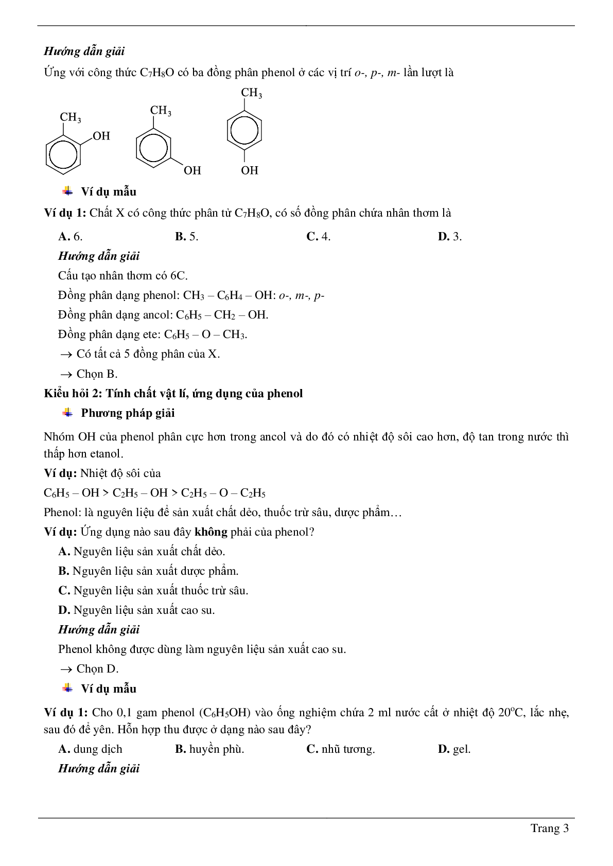 70 Bài tập về phenol (2024) có đáp án chi tiết nhất (trang 3)