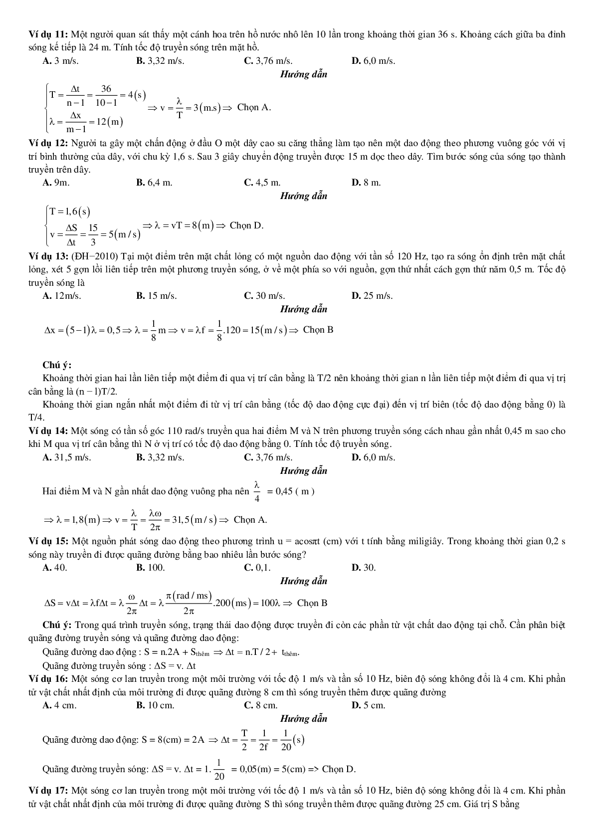 100 bài tập về đại cương về sóng cơ (có đáp án năm 2023) - Vật lí 12 (trang 6)