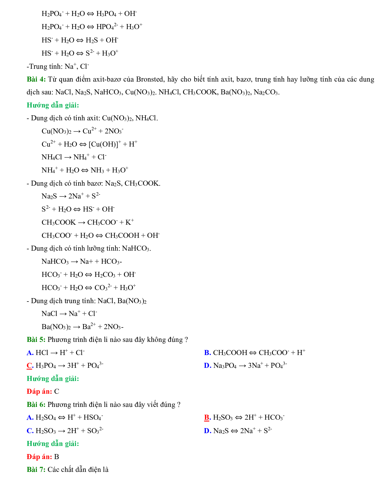 500 Bài tập Hóa: Sự điện li (có đáp án năm 2024) (trang 3)