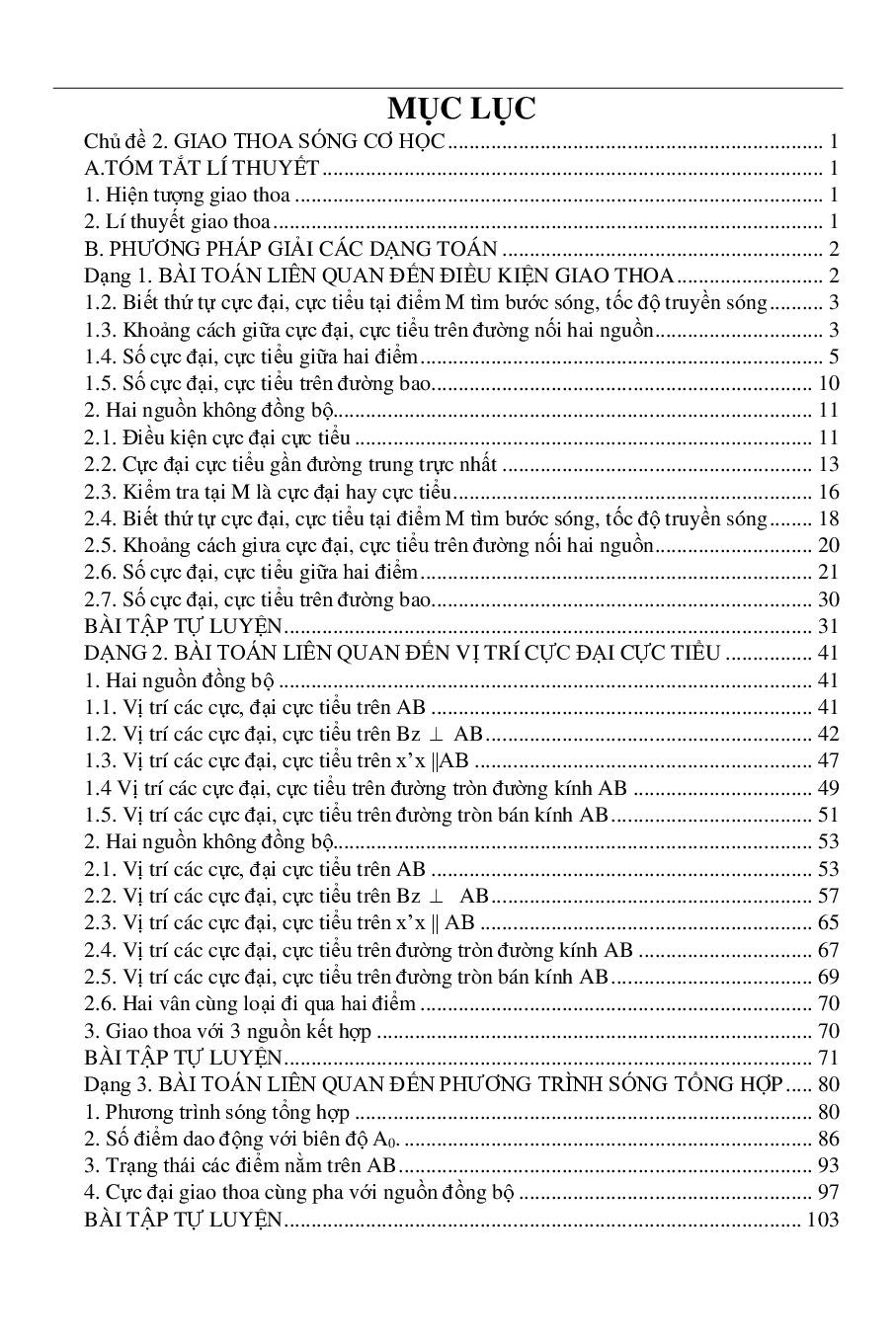 100 bài tập về giao thoa sóng cơ (2024) có đáp án chi tiết nhất (trang 1)