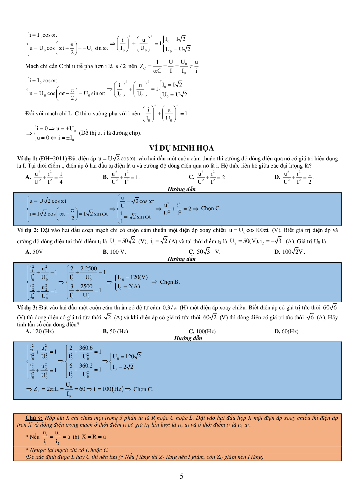 100 bài tập về mạch điện xoay chiều chỉ chứa một phần tử R, L hoặc C (2024) có đáp án chi tiết nhất (trang 6)