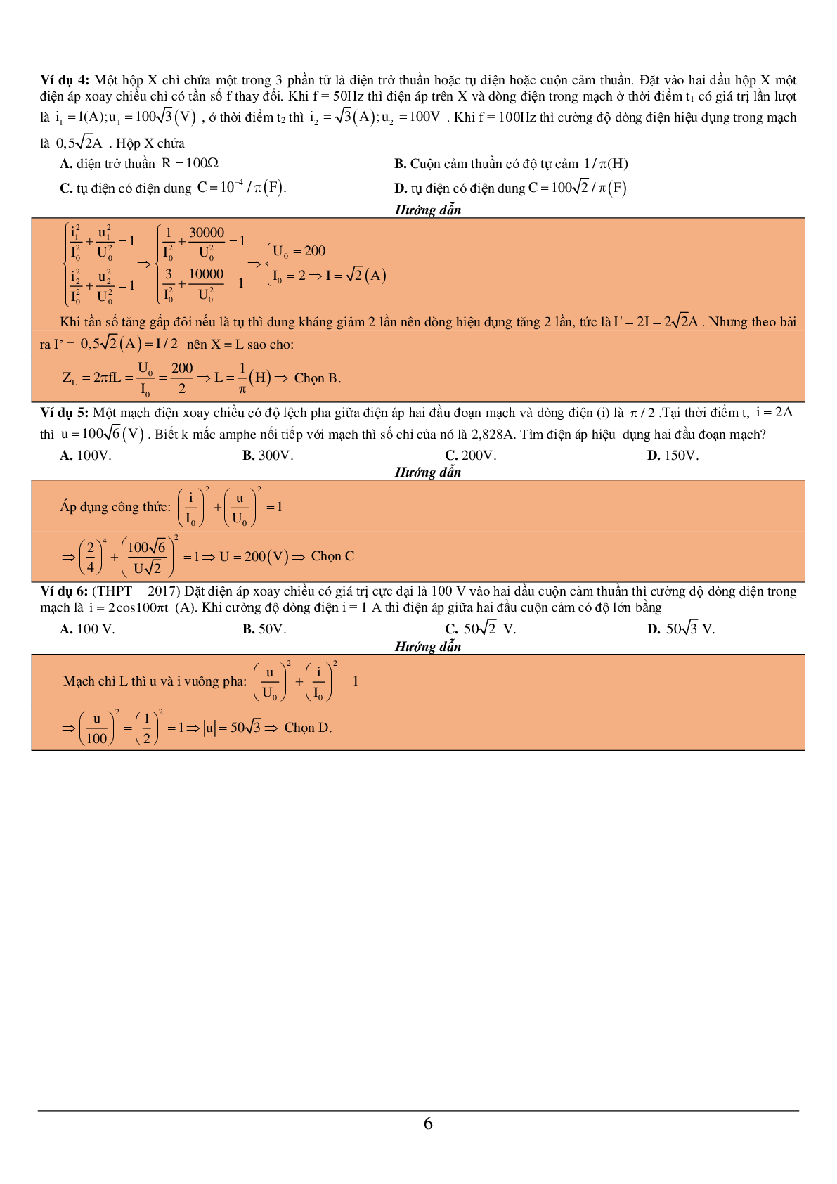 100 bài tập về mạch điện xoay chiều chỉ chứa một phần tử R, L hoặc C (2024) có đáp án chi tiết nhất (trang 7)