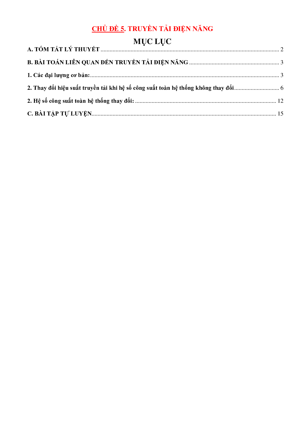 90 bài tập về truyền tải điện năng (có đáp án năm 2023) - Vật lí 12 (trang 1)