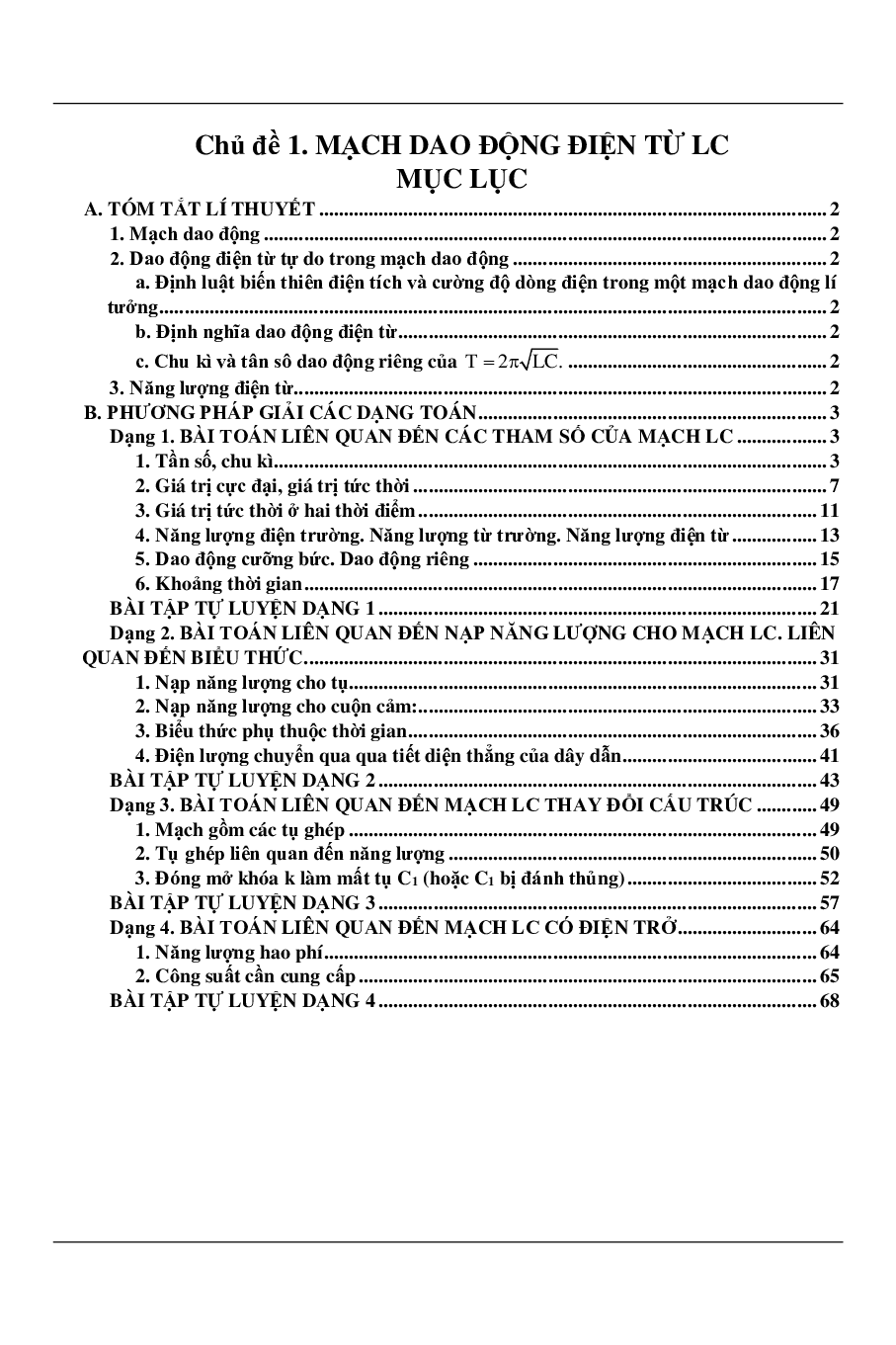 100 bài tập về mạch dao động điện từ LC (2024) có đáp án chi tiết nhất (trang 1)