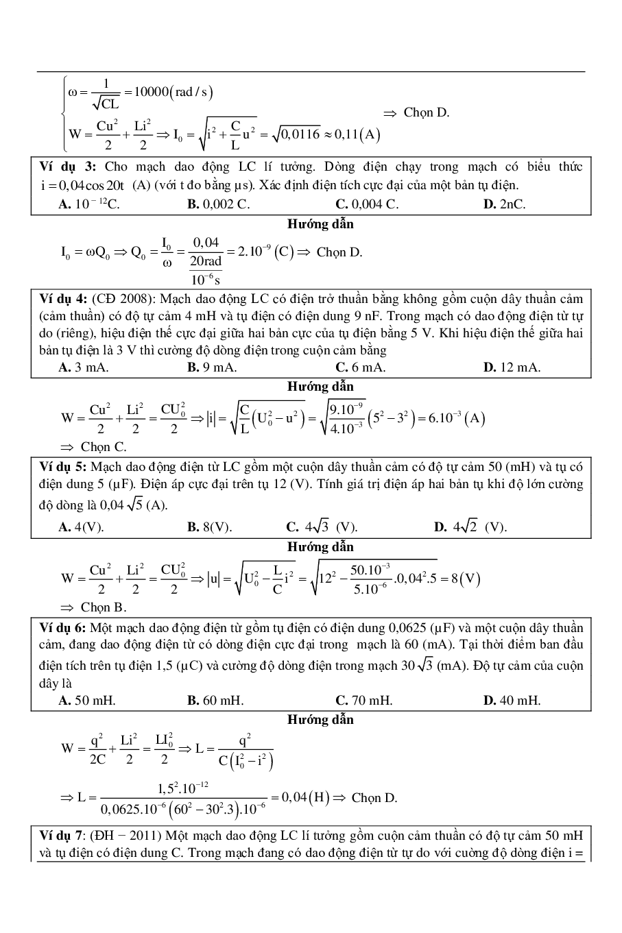 100 bài tập về mạch dao động điện từ LC (2024) có đáp án chi tiết nhất (trang 8)