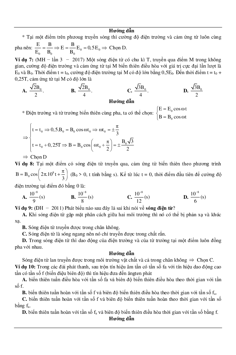 100 bài tập về điện từ trường và sóng vô tuyến (2024) có đáp án chi tiết nhất (trang 7)