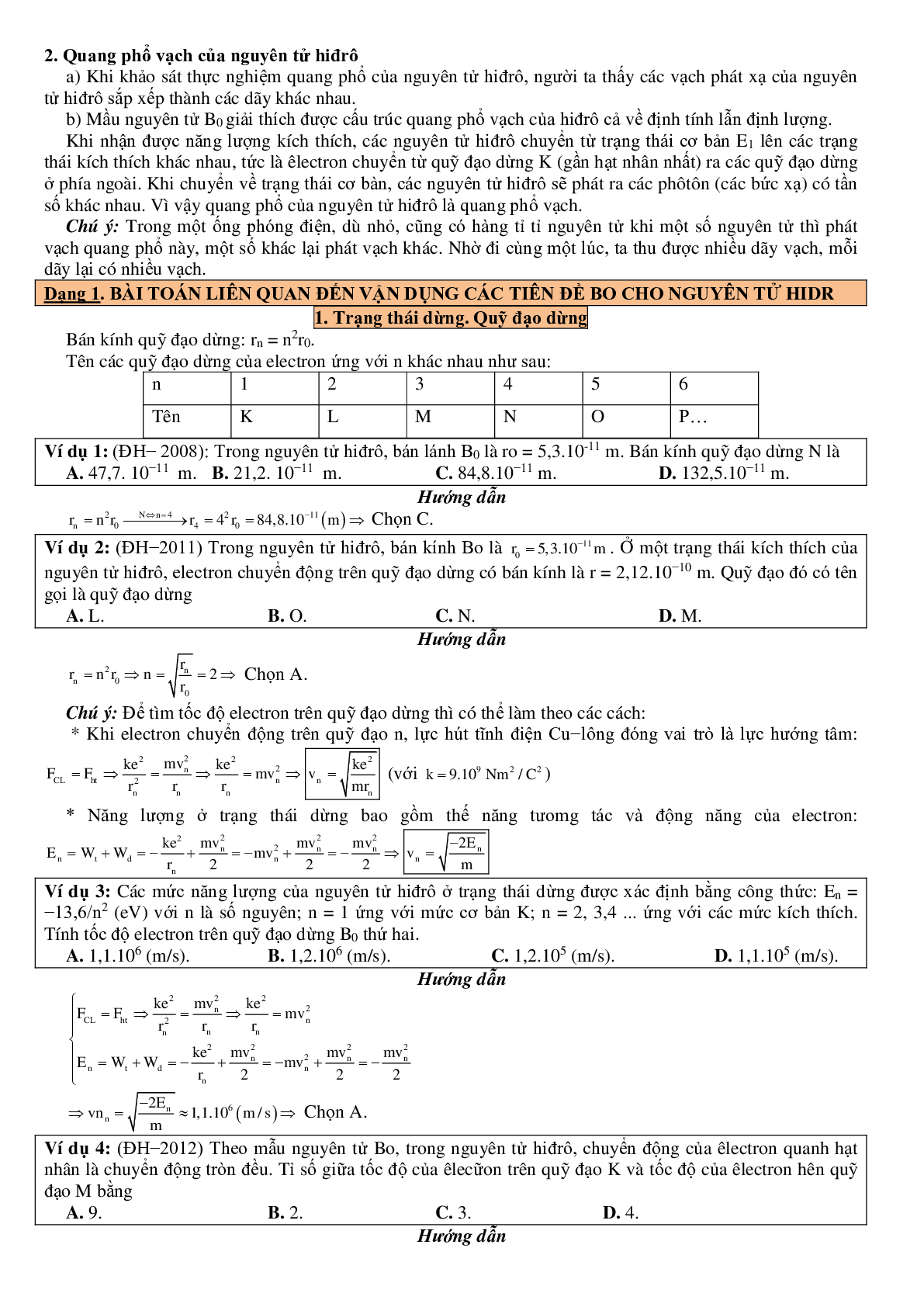 100 bài tập về mẫu nguyên tử Bo. quang phổ nguyên tử Hidro (có đáp án năm 2024) (trang 2)