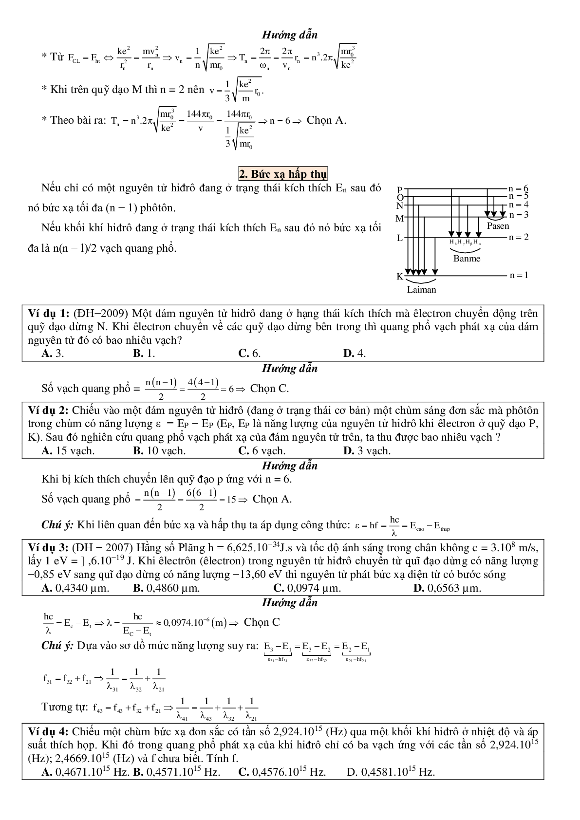 100 bài tập về mẫu nguyên tử Bo. quang phổ nguyên tử Hidro (có đáp án năm 2024) (trang 4)