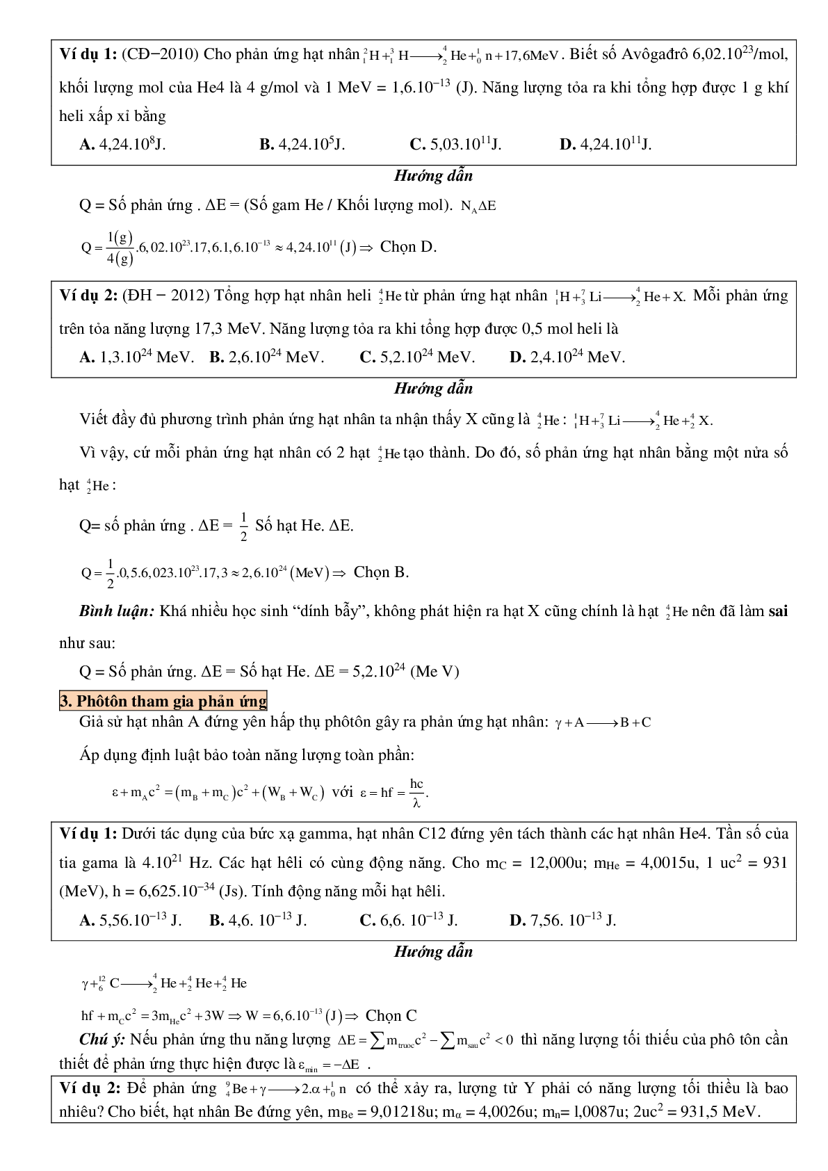90 bài tập về phản ứng hạt nhân (có đáp án năm 2023) - Vật lí 12 (trang 5)