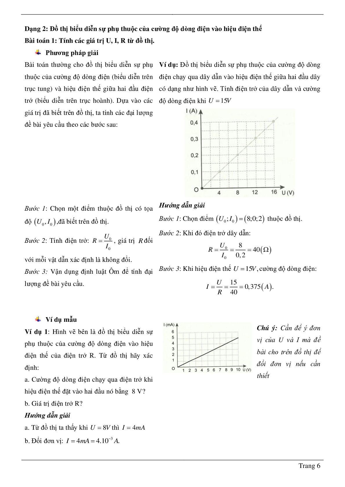 70 Bài tập Sự phụ thuộc của cường độ dòng điện vào hiệu điện thế giữa hai đầu dây dẫn (2024) có đáp án chi tiết nhất (trang 6)