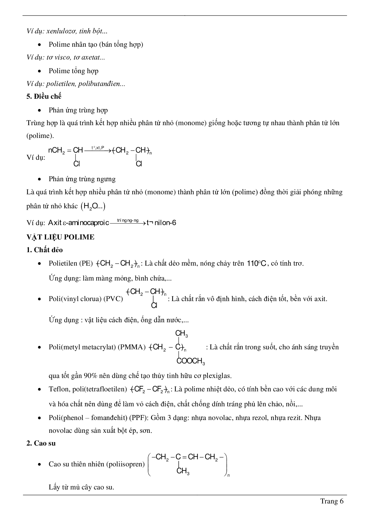 95 Bài tập về Polime (có đáp án năm 2024) hay nhất (trang 6)