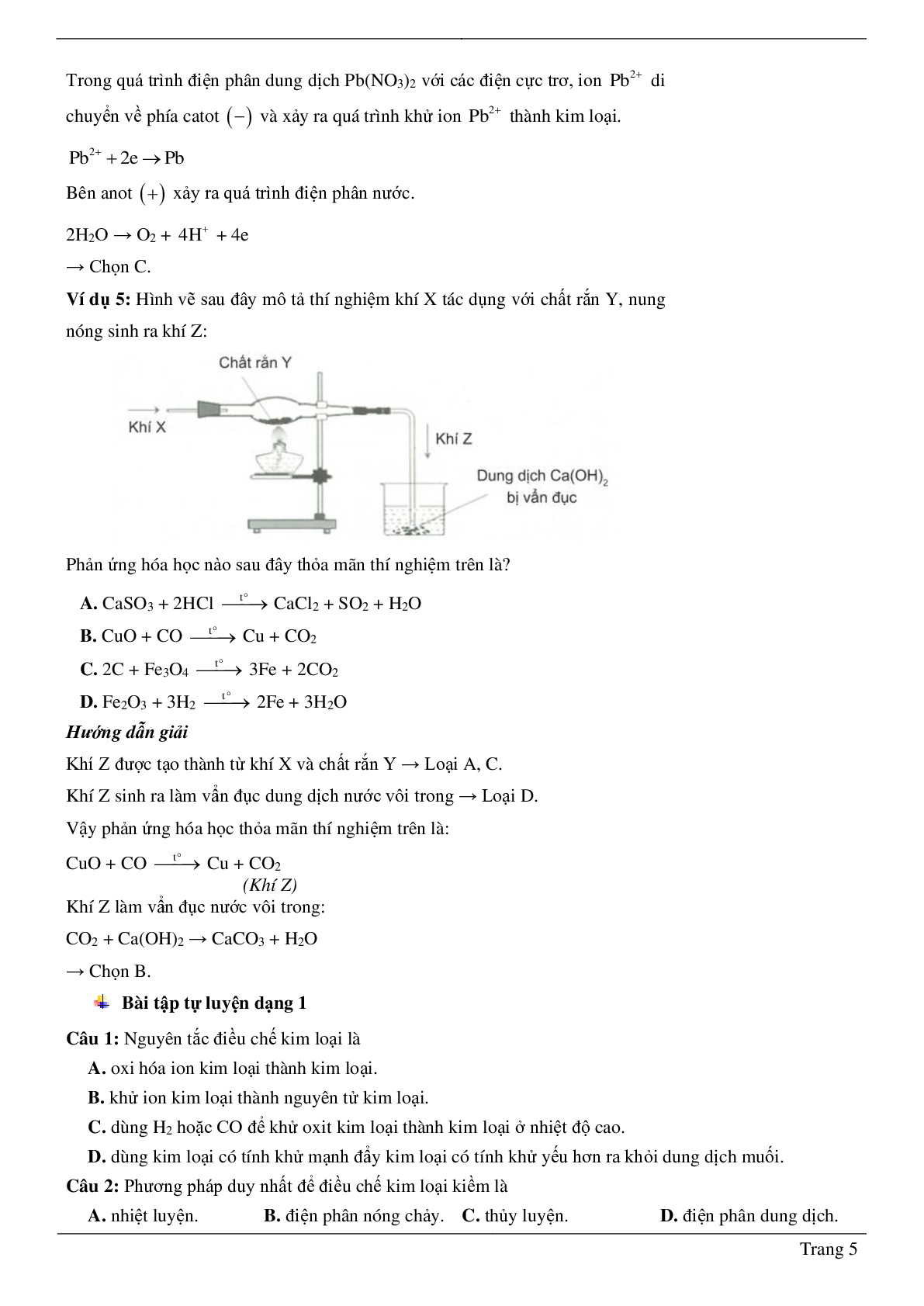 70 Bài tập về Điều chế kim loại (2024) có đáp án chi tiết nhất (trang 5)