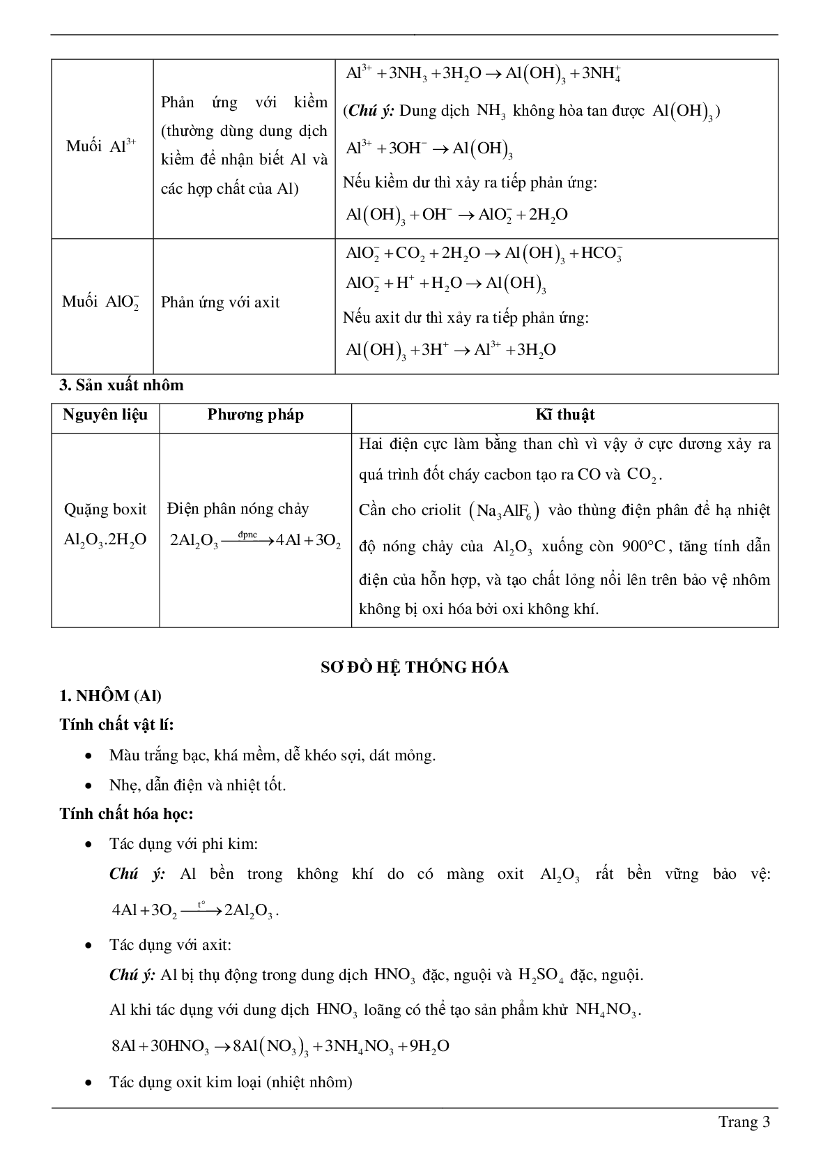 70 Bài tập Nhôm và hợp chất của nhôm (2024) có đáp án chi tiết nhất (trang 3)