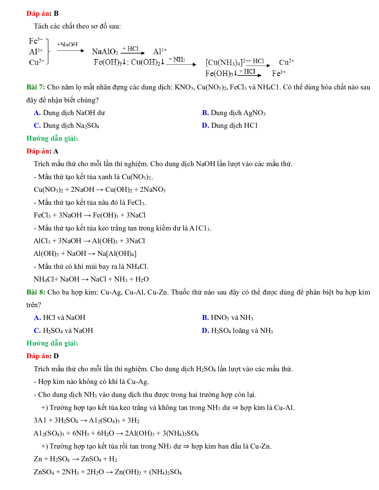 1000 Bài tập hóa 12 Chương 8: Phân biệt một số chất vô cơ (có đáp án năm 2023) (trang 6)