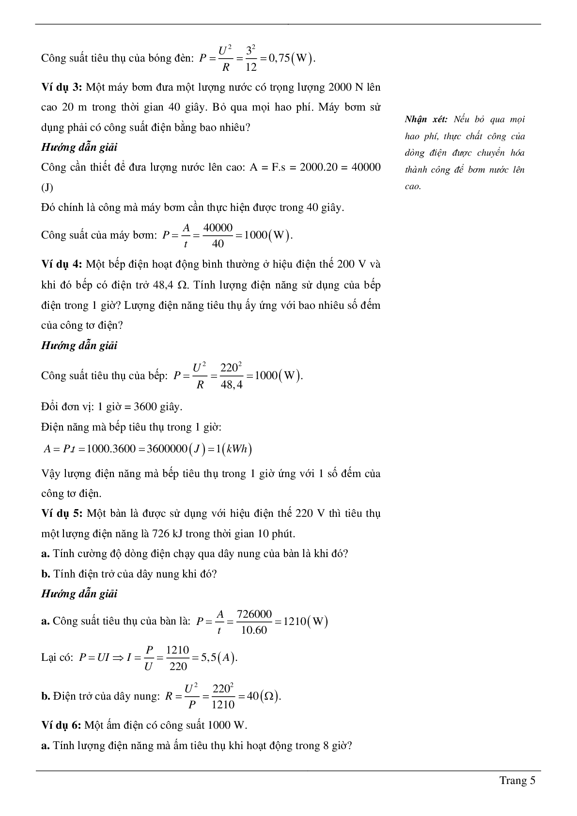 70 Bài tập về Điện năng – công của dòng điện (2024) có đáp án chi tiết nhất (trang 5)