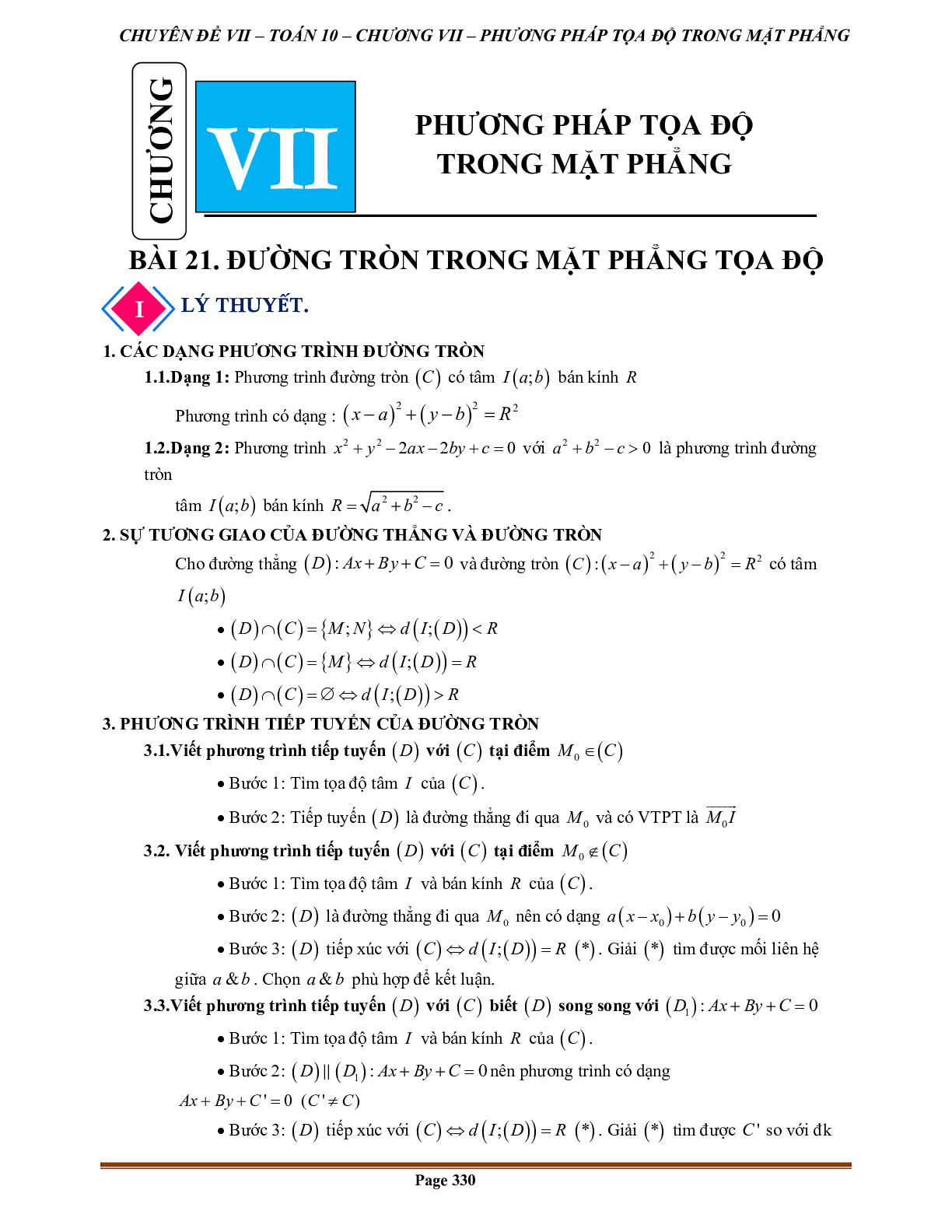 250 Bài tập đường tròn trong mặt phẳng tọa độ (có đáp án năm 2024) - Toán 10 (trang 1)