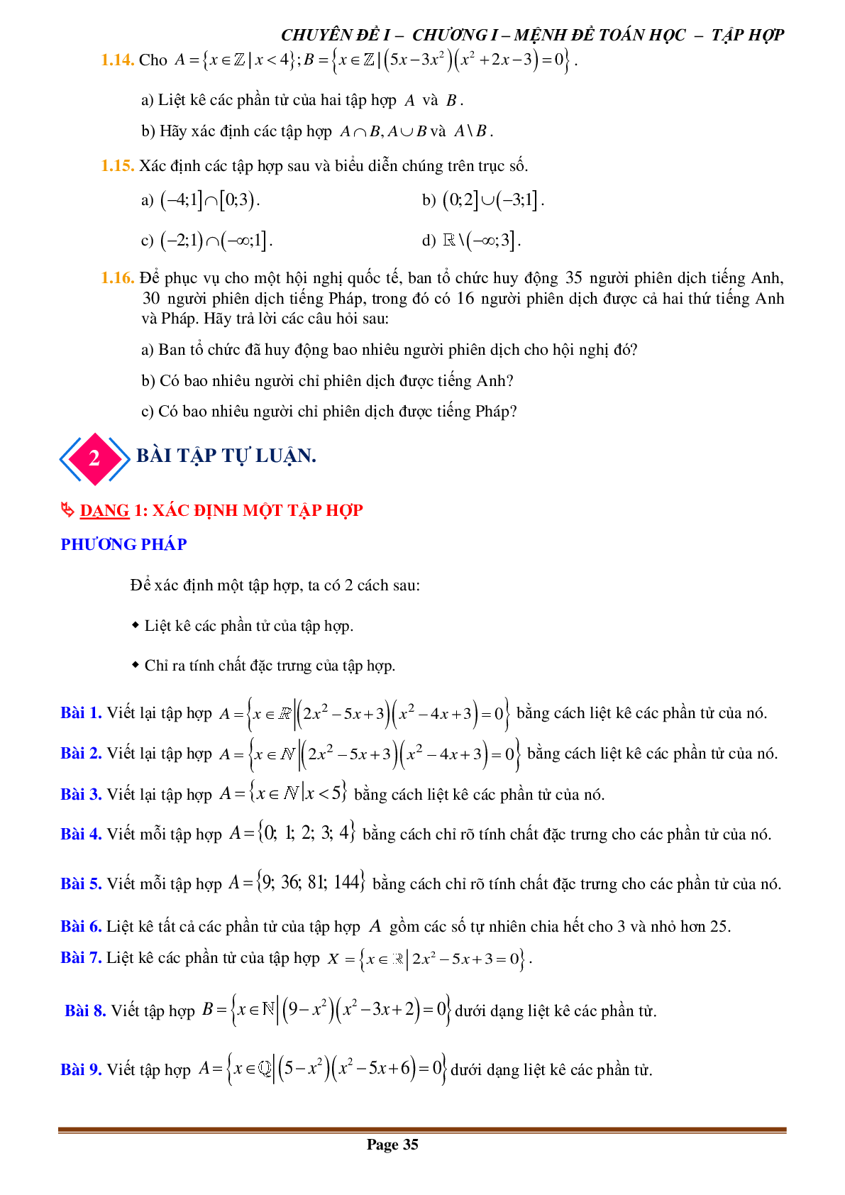 80 Bài tập về Tập hợp và các phép toán trên tập hợp (có đáp án năm 2024) - Toán 10 (trang 5)