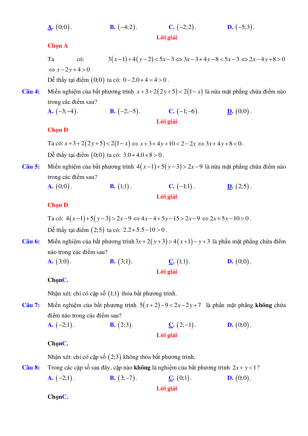 200 Bài tập Bất phương trình bậc nhất hai ẩn (có đáp án năm 2024) - Toán 10 (trang 5)