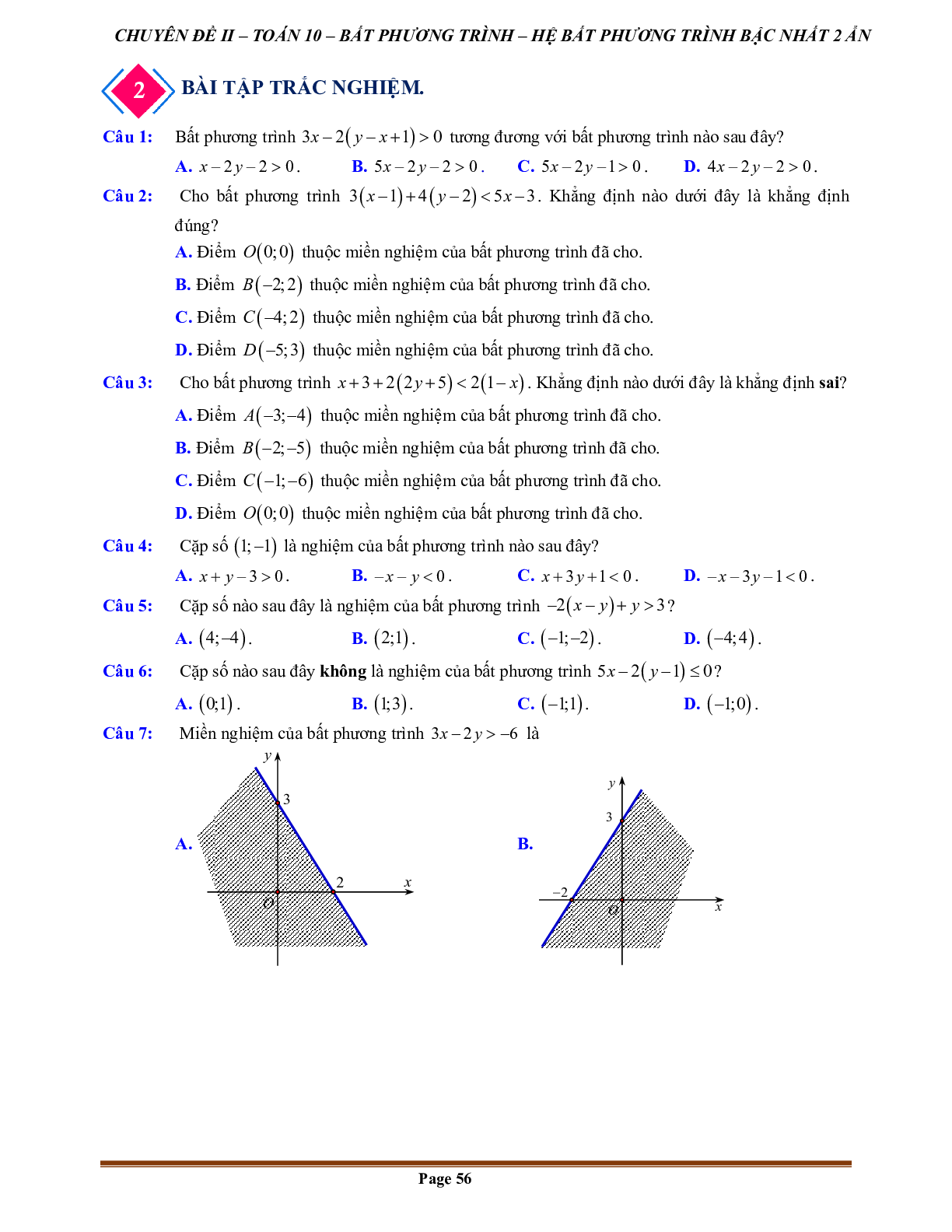100 Bài tập hệ bất phương trình bậc nhất hai ẩn (có đáp án năm 2024) - Toán 10 (trang 4)