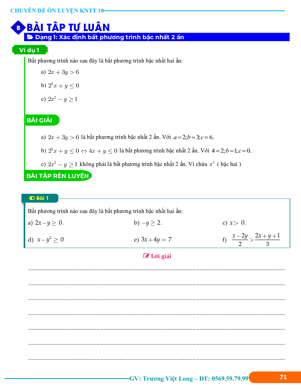 500 Bài tập Toán 10 bất phương trình và hệ phương trình bậc nhất hai ẩn (có đáp án năm 2024) (trang 5)
