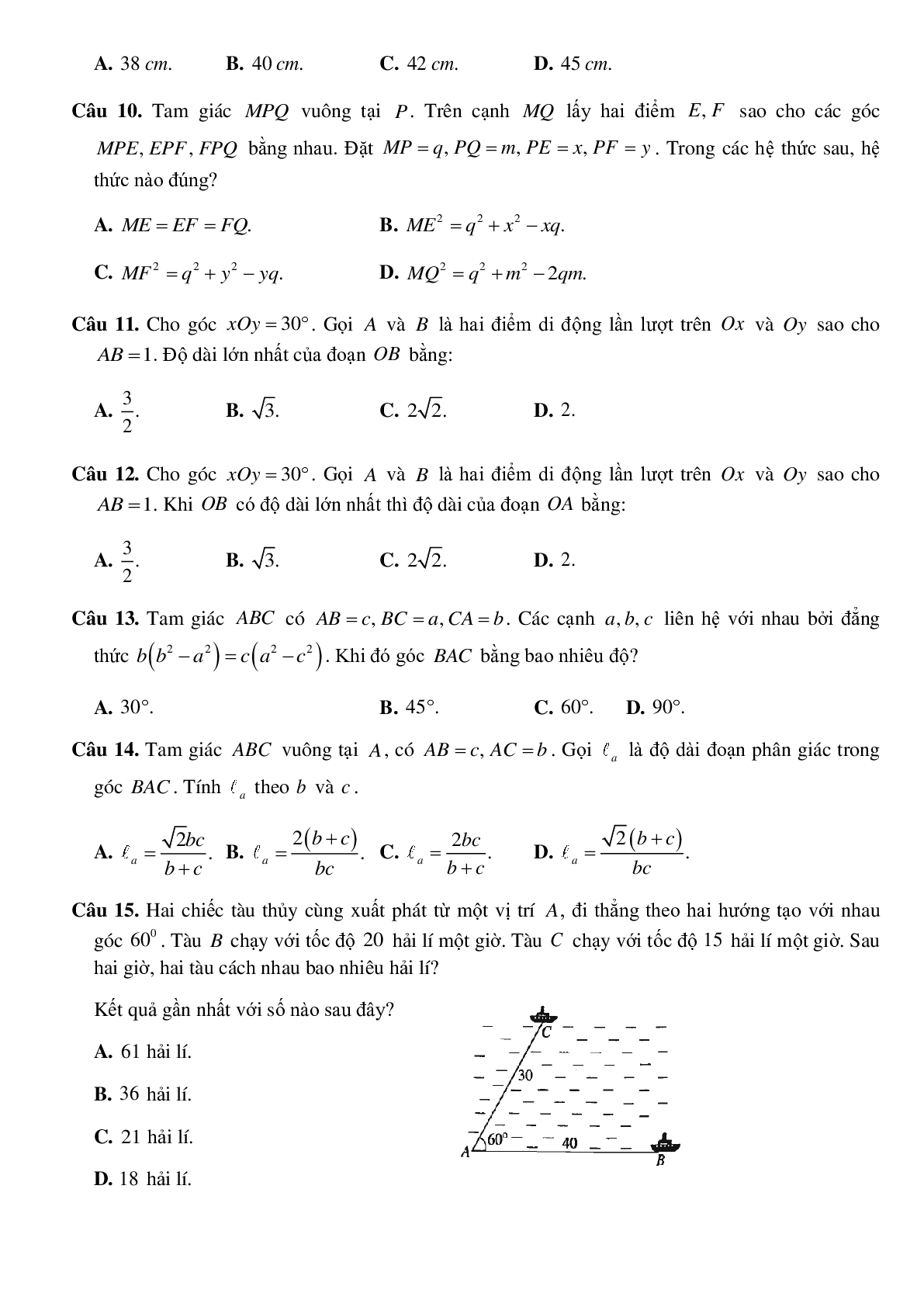 500 Bài tập hệ thức lượng trong tam giác (có đáp án năm 2024) - Toán 10 (trang 2)